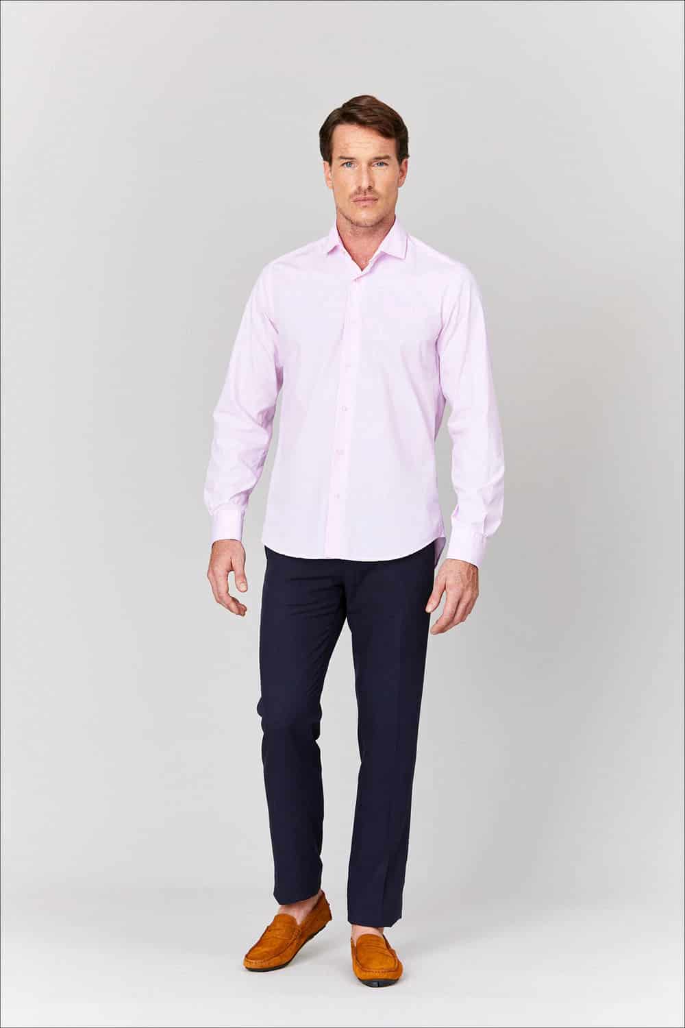 Men's cotton shirt pink muslin - miniatura 1