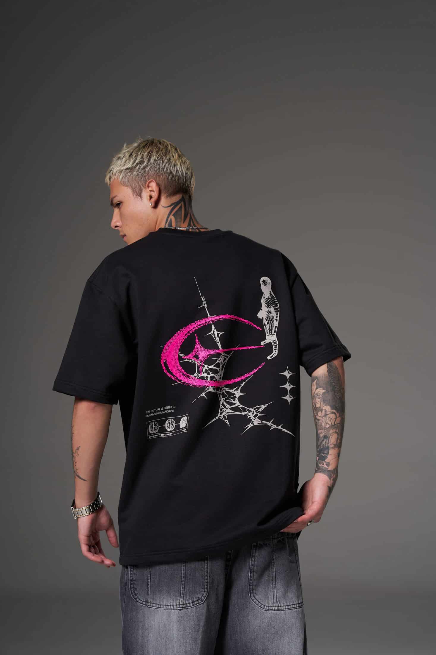 T shirt hyper human purple negra claro 300 gramos 14584 - miniatura 2