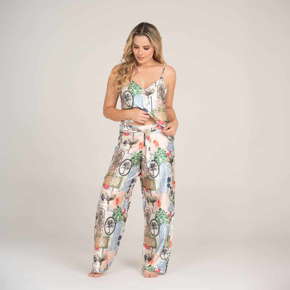 Pantalón Satin Estampado Lotto Blanco. - miniatura 1