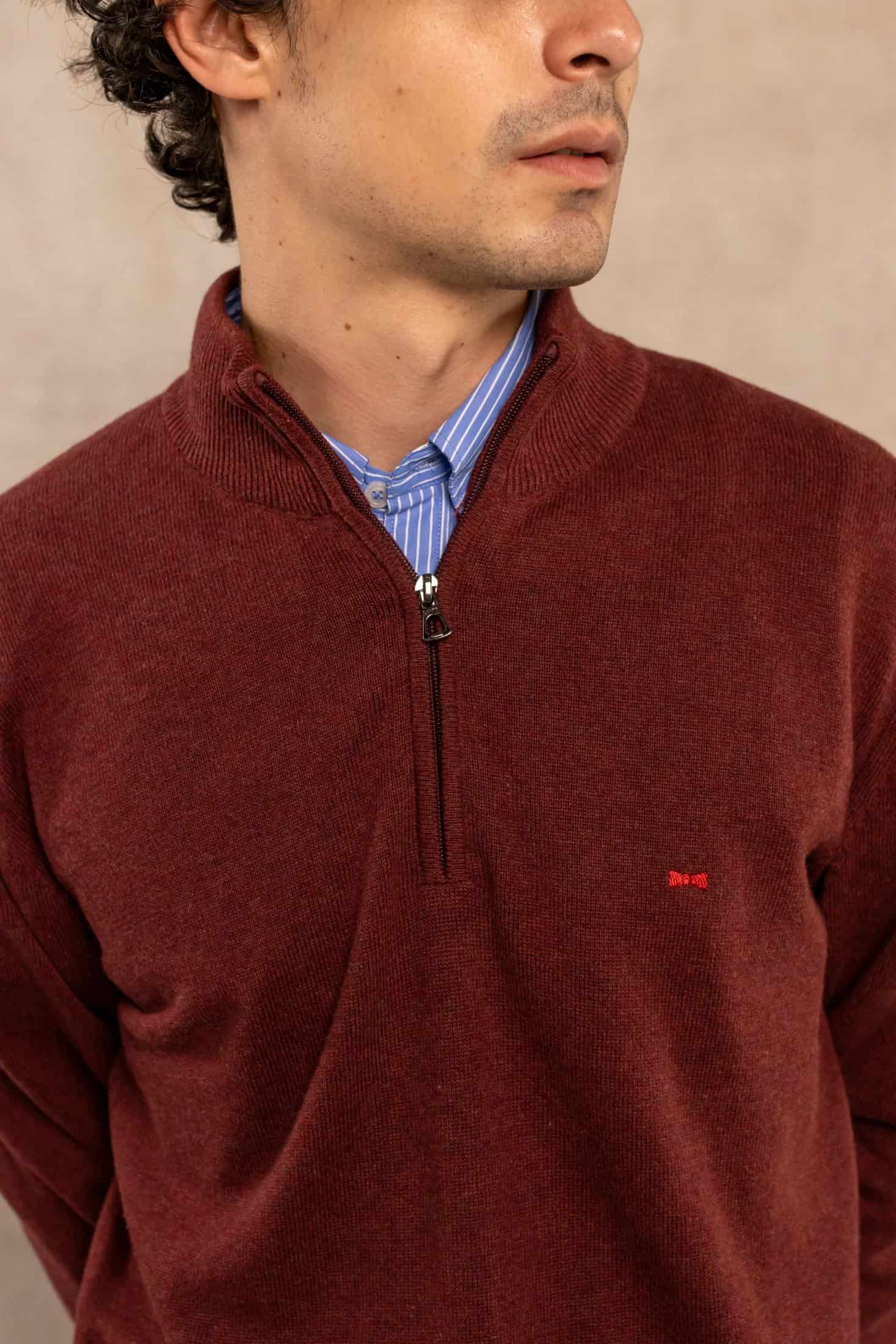 Halfzip Algodon Peinado Antiarrugas Vintage Wine - miniatura 4