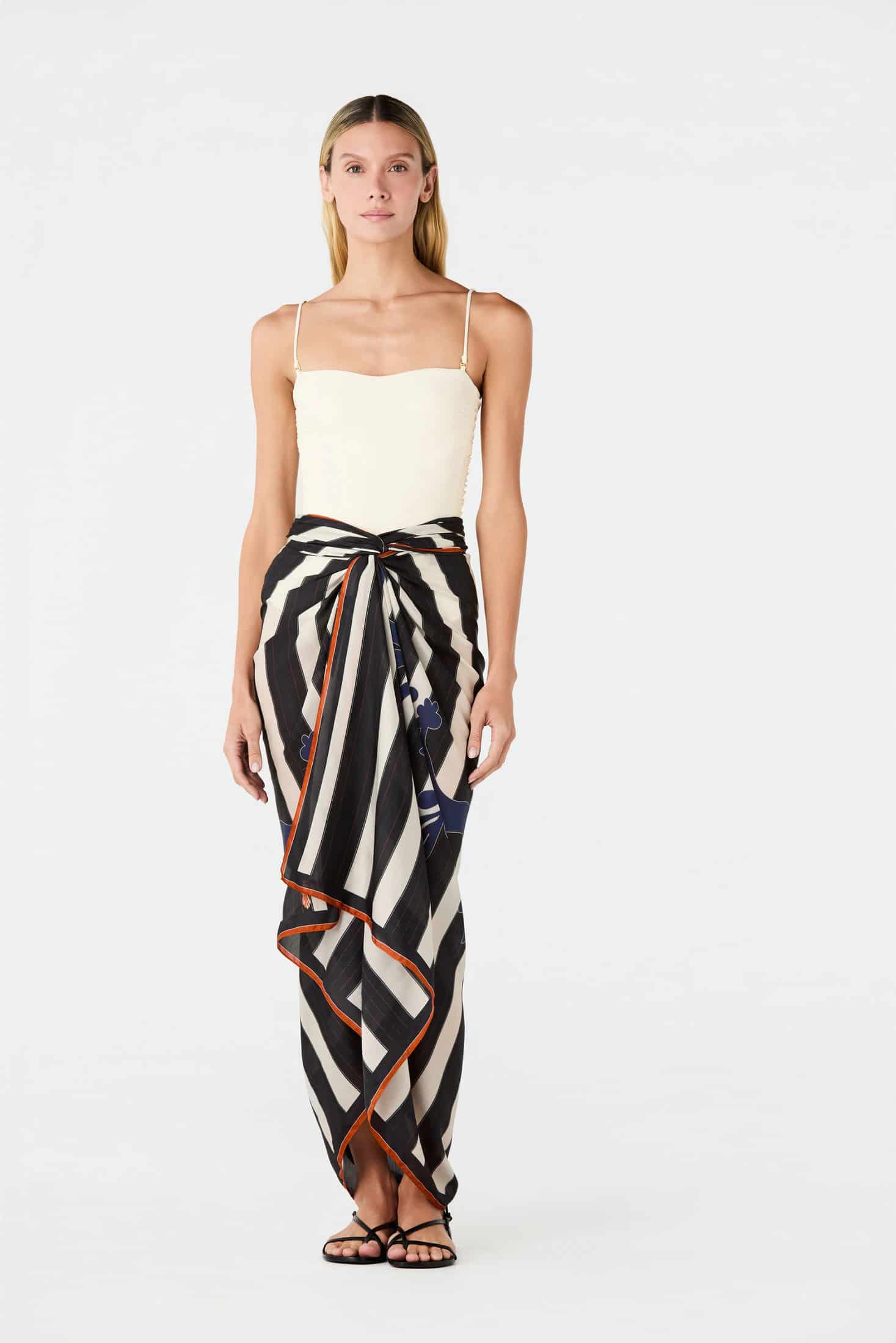De La Falaise Cotton Silk Sarong / Navy Solana Shield - miniatura 2