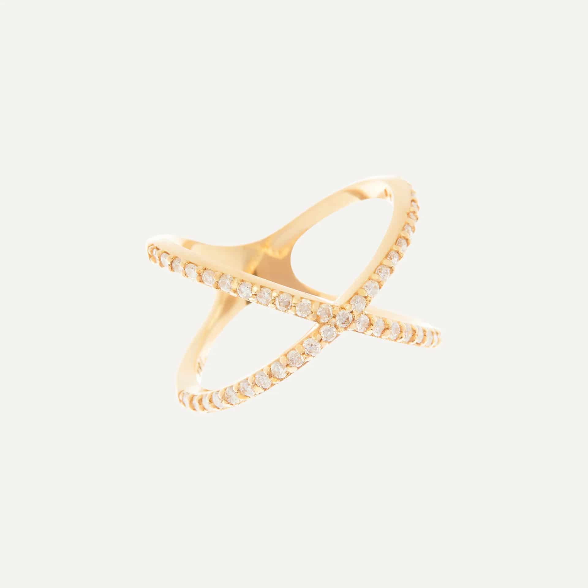 Anillo Big X diamantes - miniatura 2