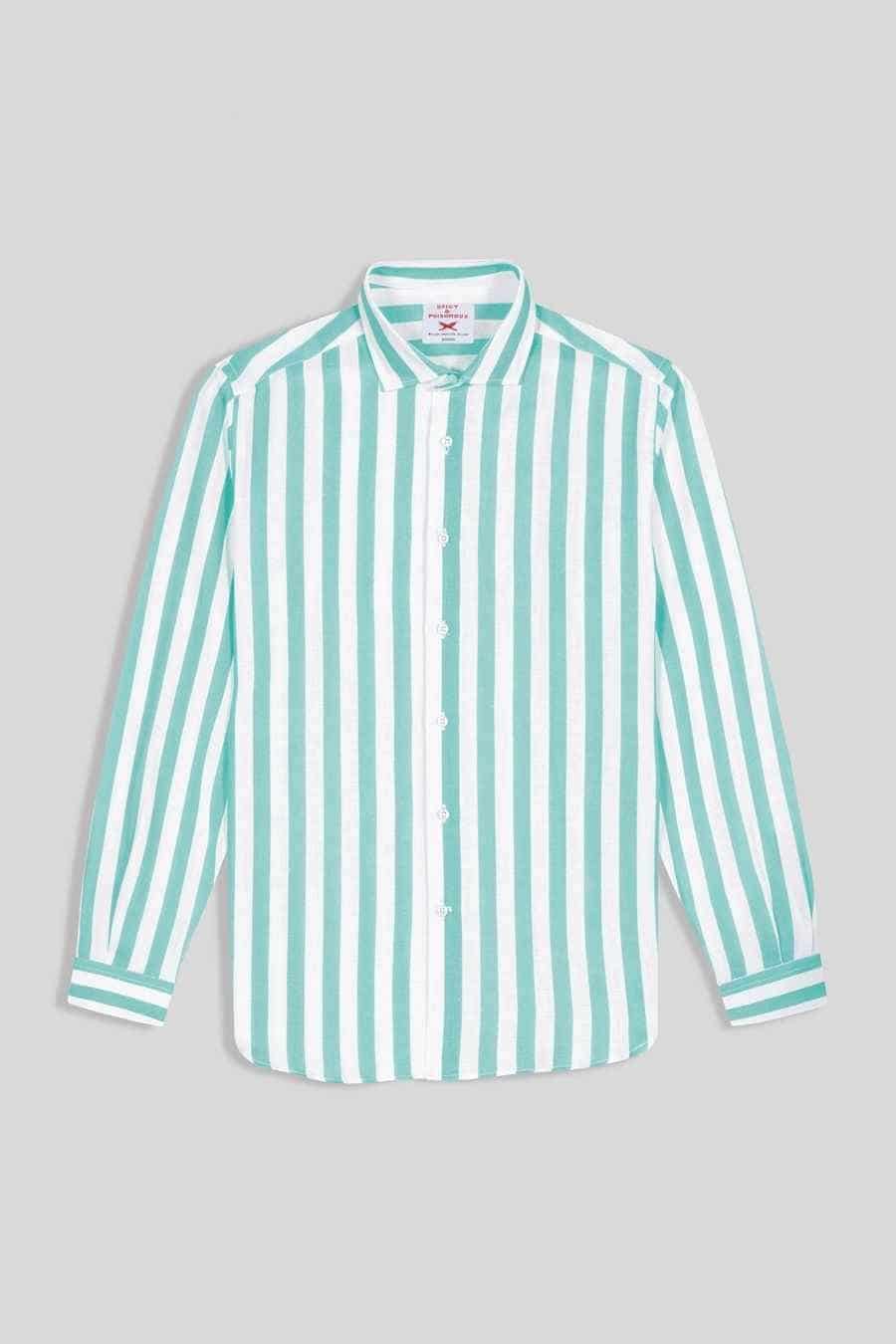 Men's linen shirt sky striped - miniatura 1