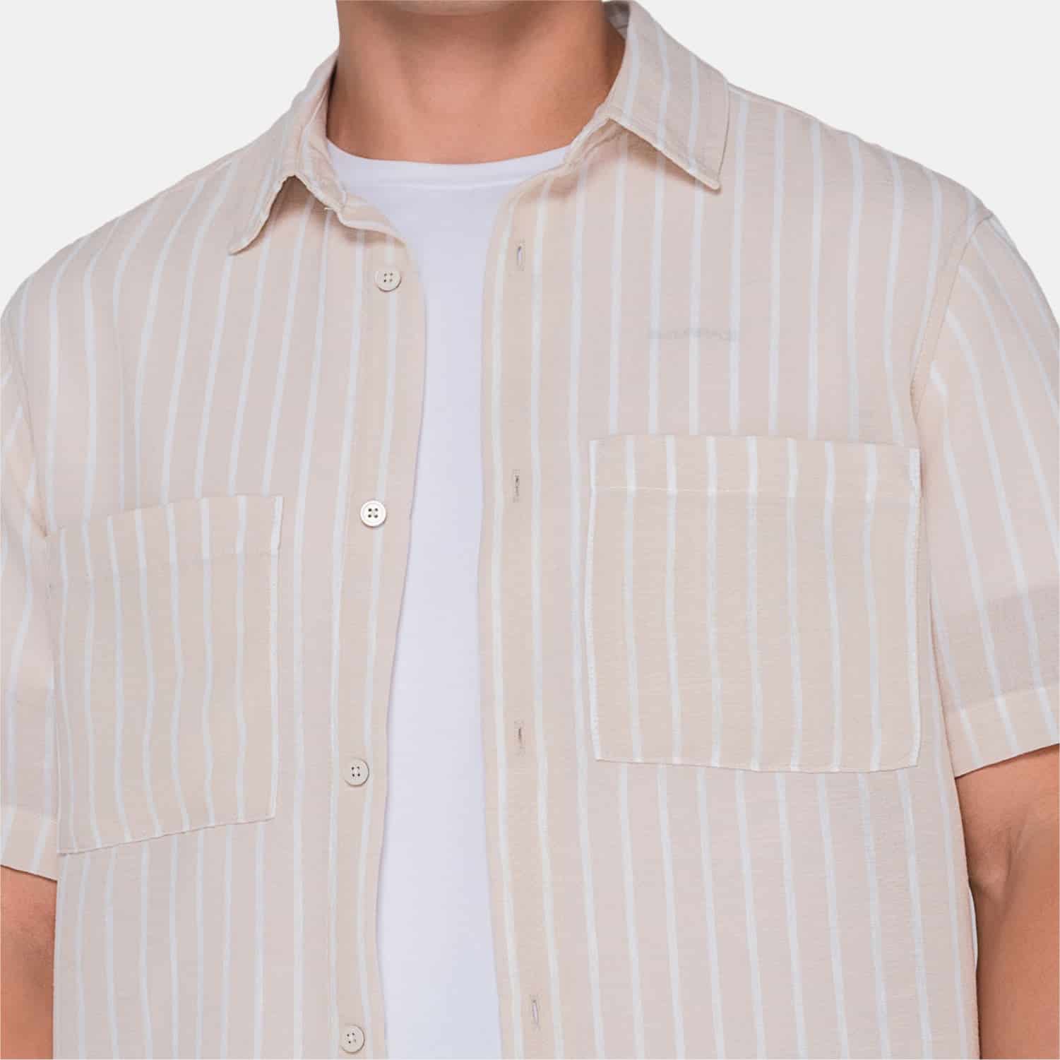 Vertical Stripes S/S Shirt Beige - miniatura 4