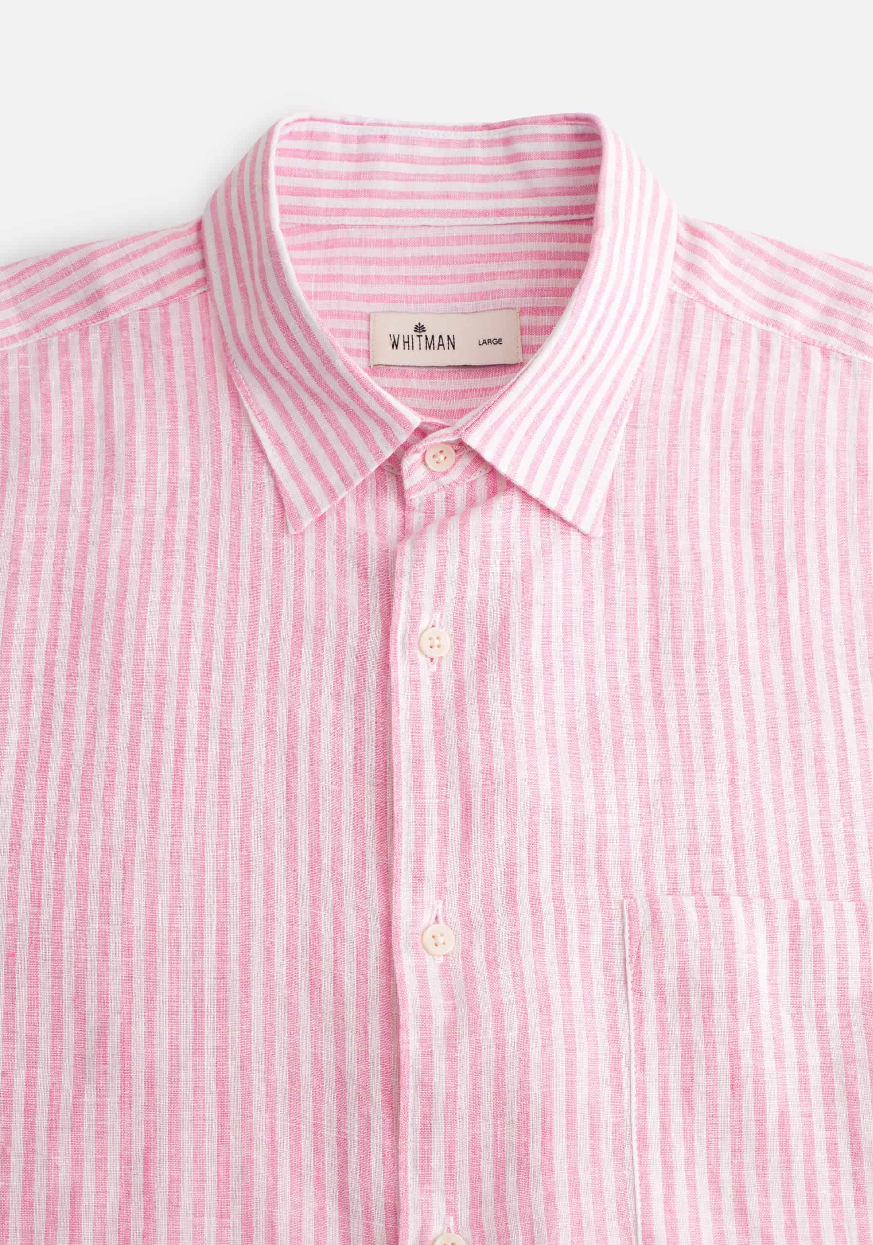 Camisa Lino Harlem Rayas Rosadas - miniatura 3