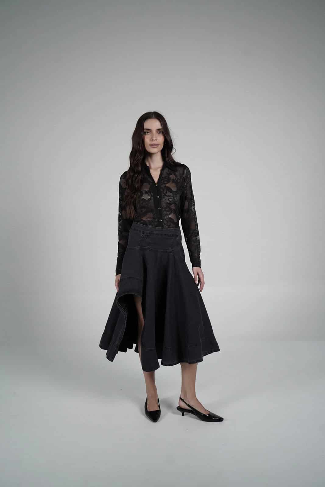 Black asymmetrical skirt - miniatura 8