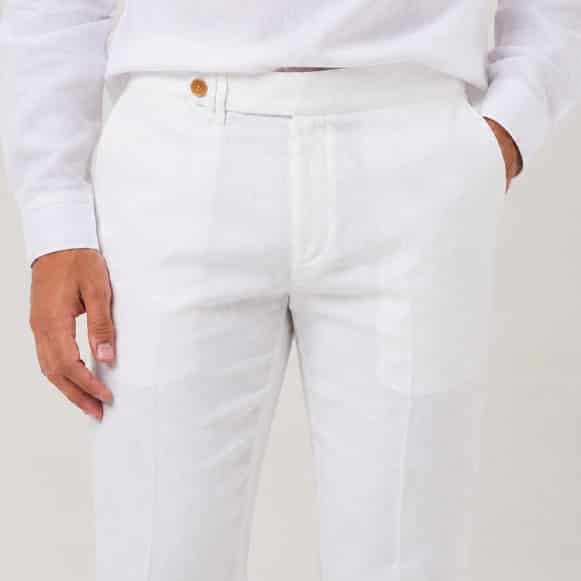 PANTALON CON PRETINA 100% LINO HOMBRE - miniatura 7