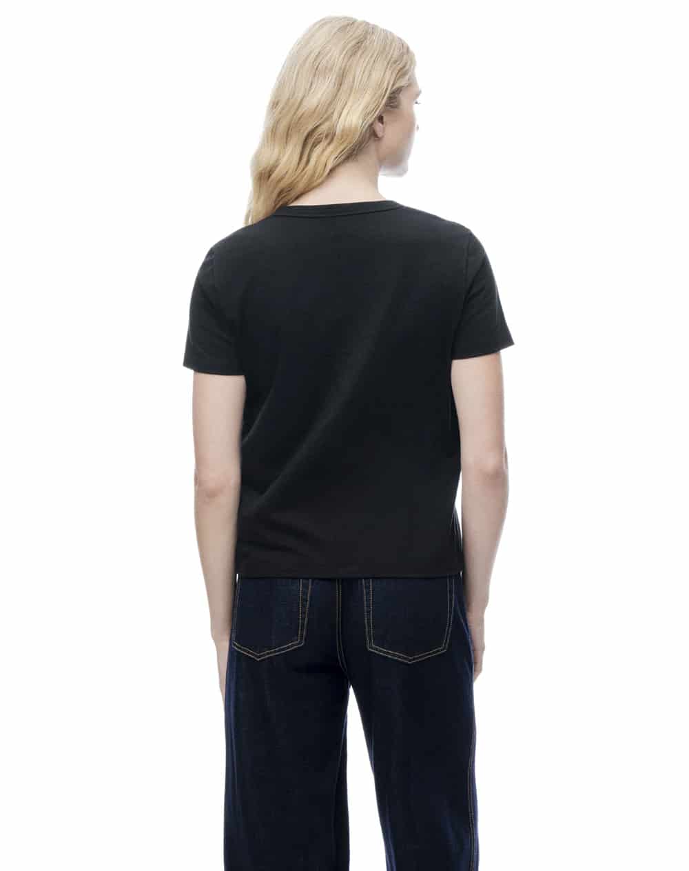 Camiseta manga corta regular negra mujer - miniatura 2