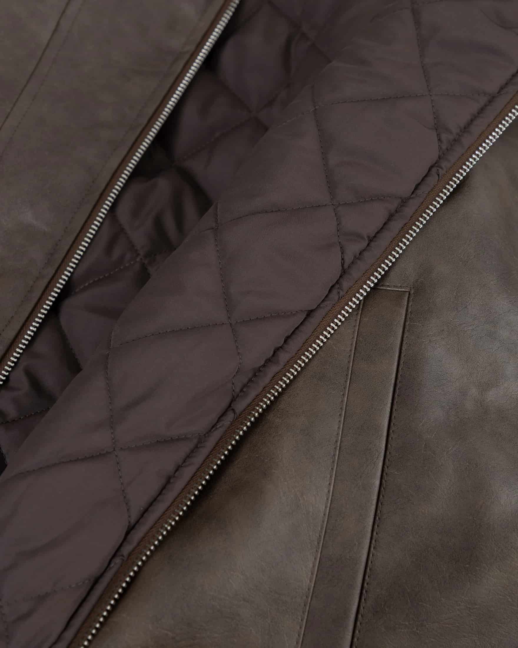 Basics Vintage Panelled Bomber Jacket Brown - miniatura 6