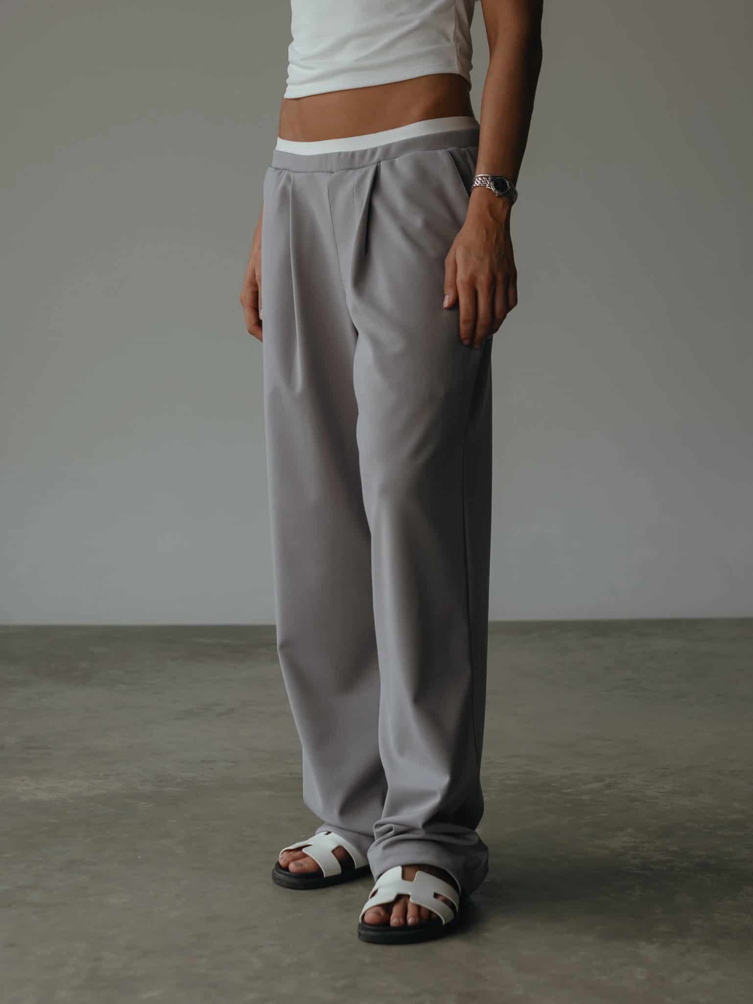 WIDE LEG BAND PANT - LIGHT GRAY - miniatura 5