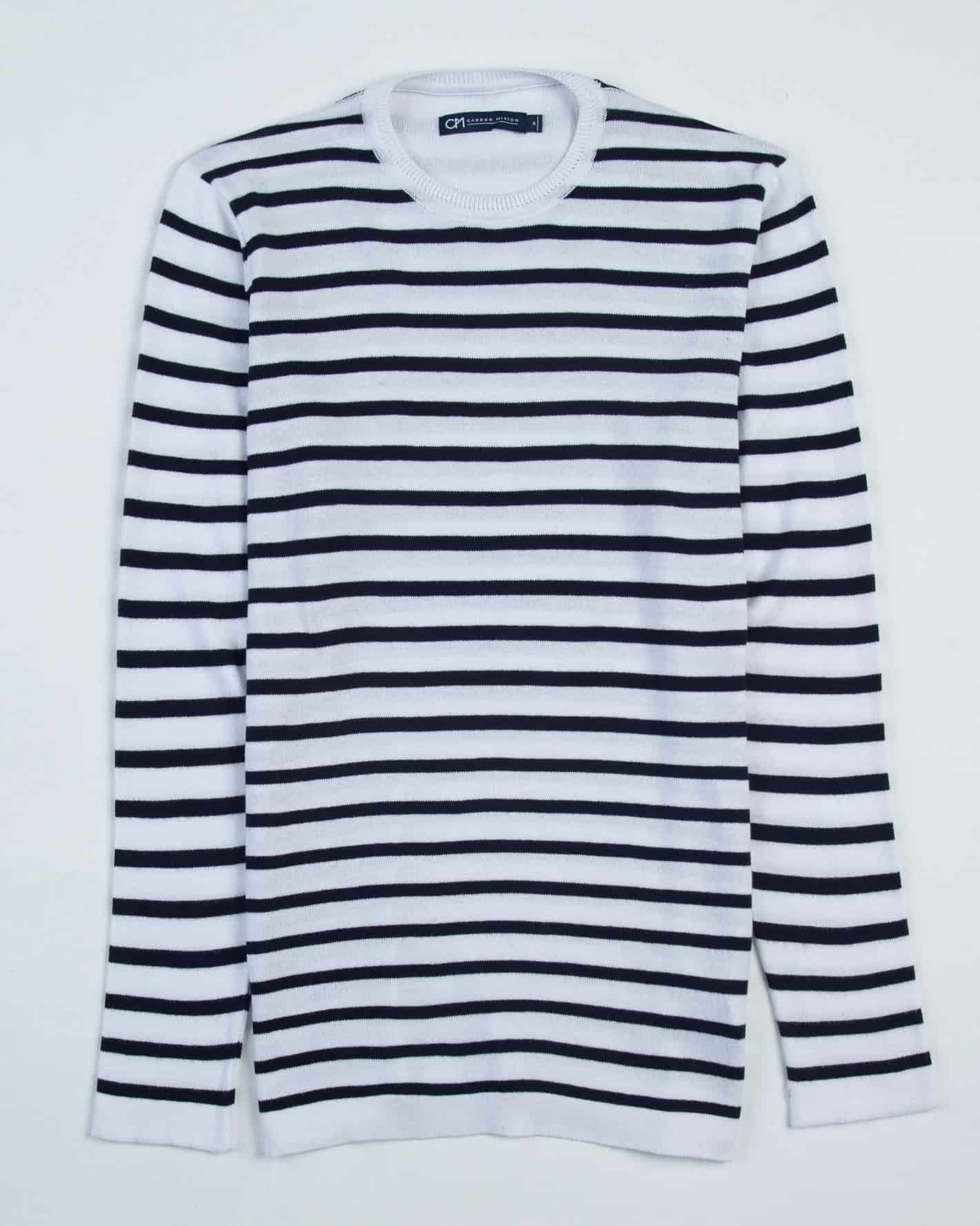 Saco Cuello Redondo Algodón Raya Azul Oscuro - miniatura 5