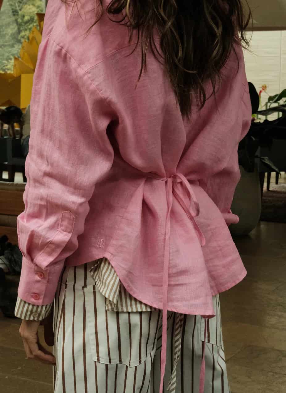 Camisa Aura de lino | Rosado / Vino - miniatura 5