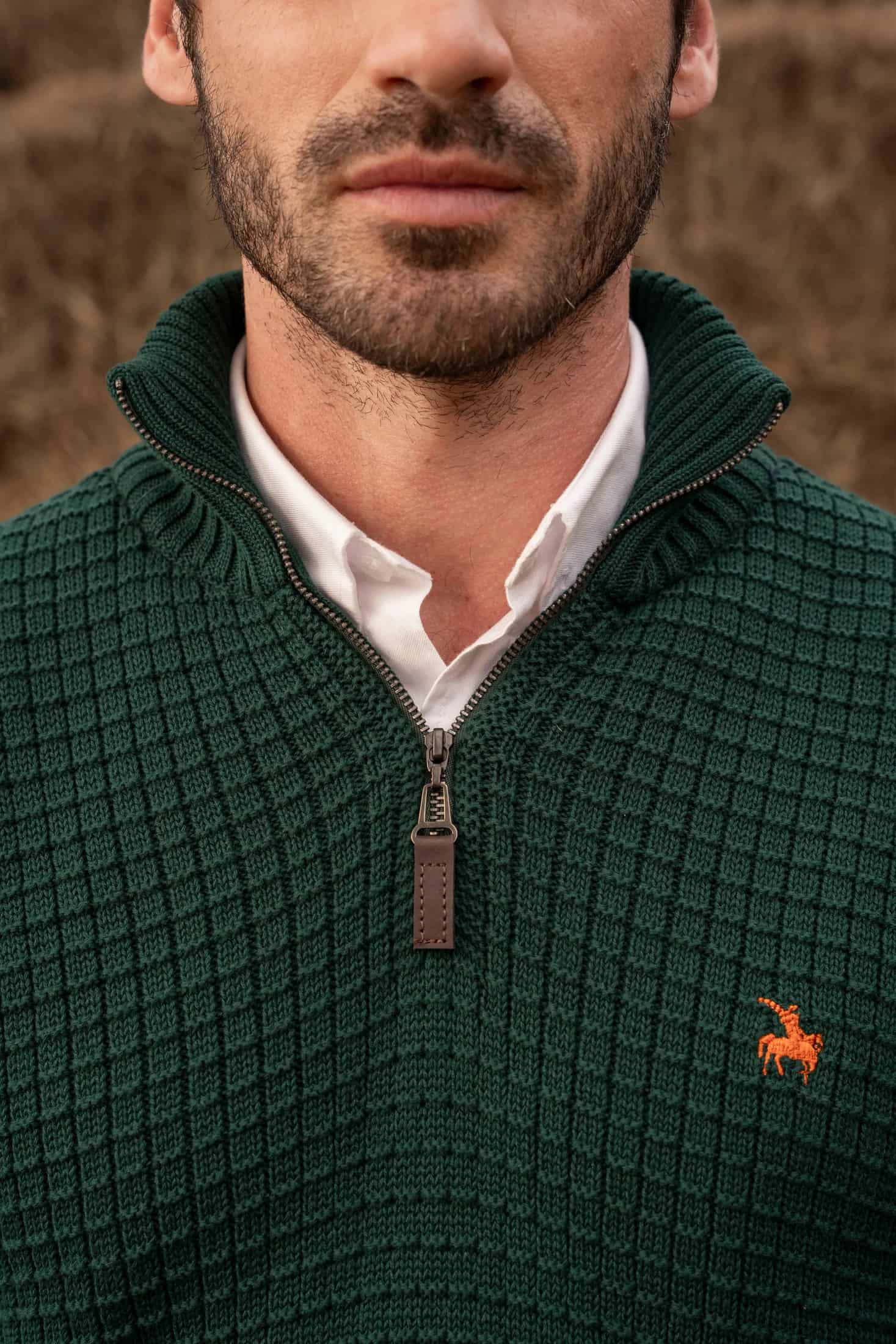 Suéter Halfzip Waffle Hombre Verde - miniatura 3