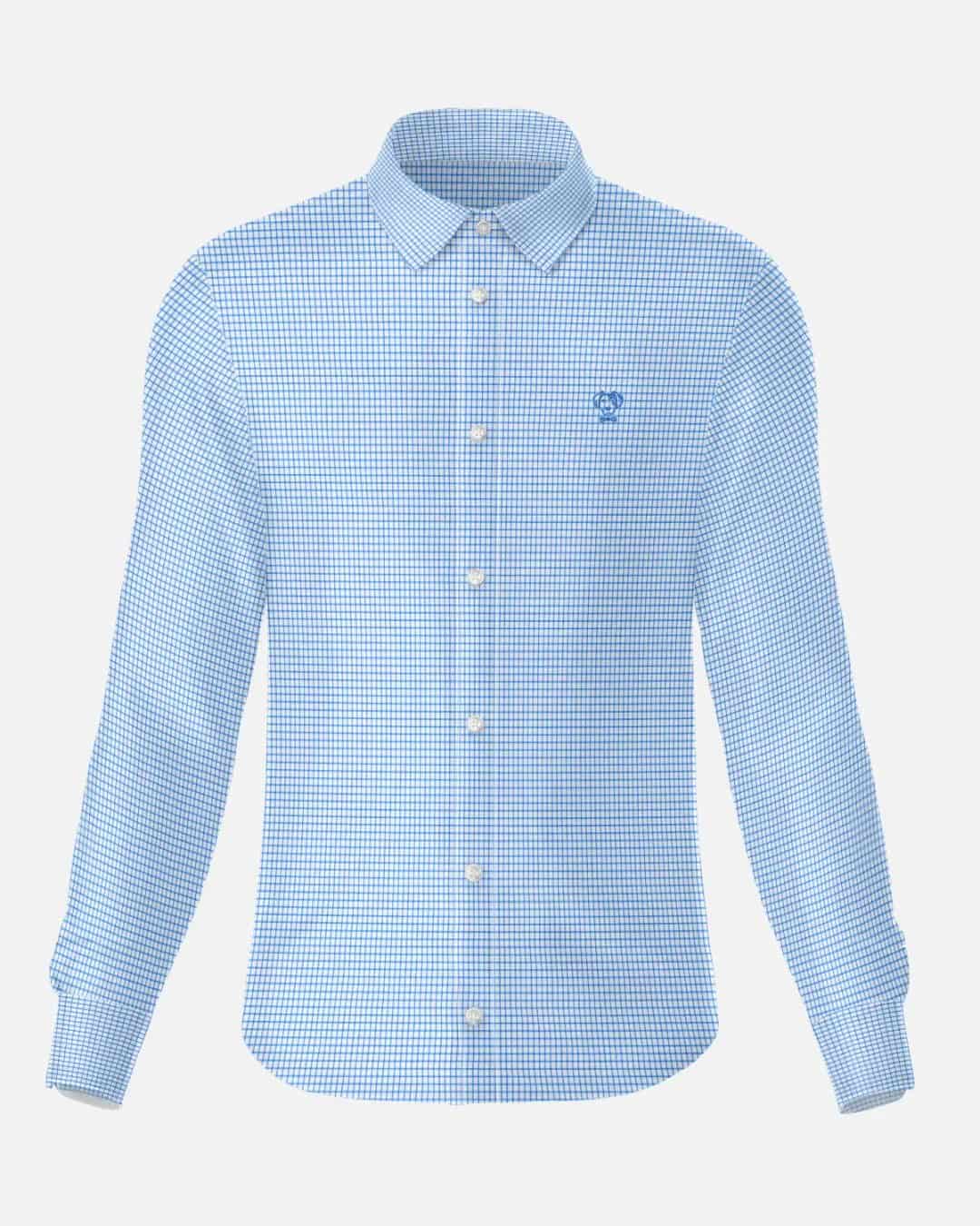 Camisa Performance Antiarrugas Cuadros Textura Azul claro - miniatura 9