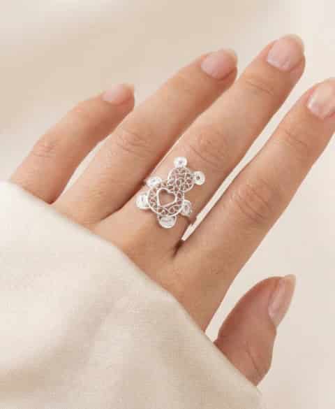 Anillo Mariposa delgada en Plata ley 950 Filigrana - miniatura 2