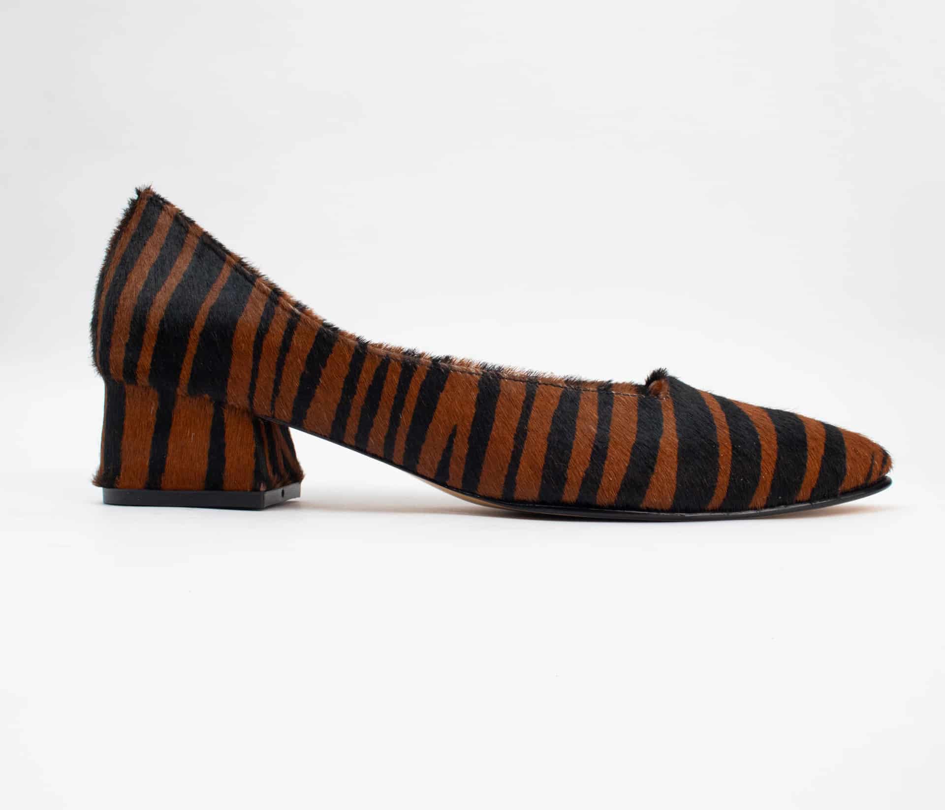 Zebra Print Calf Hair Midi Heels - miniatura 4