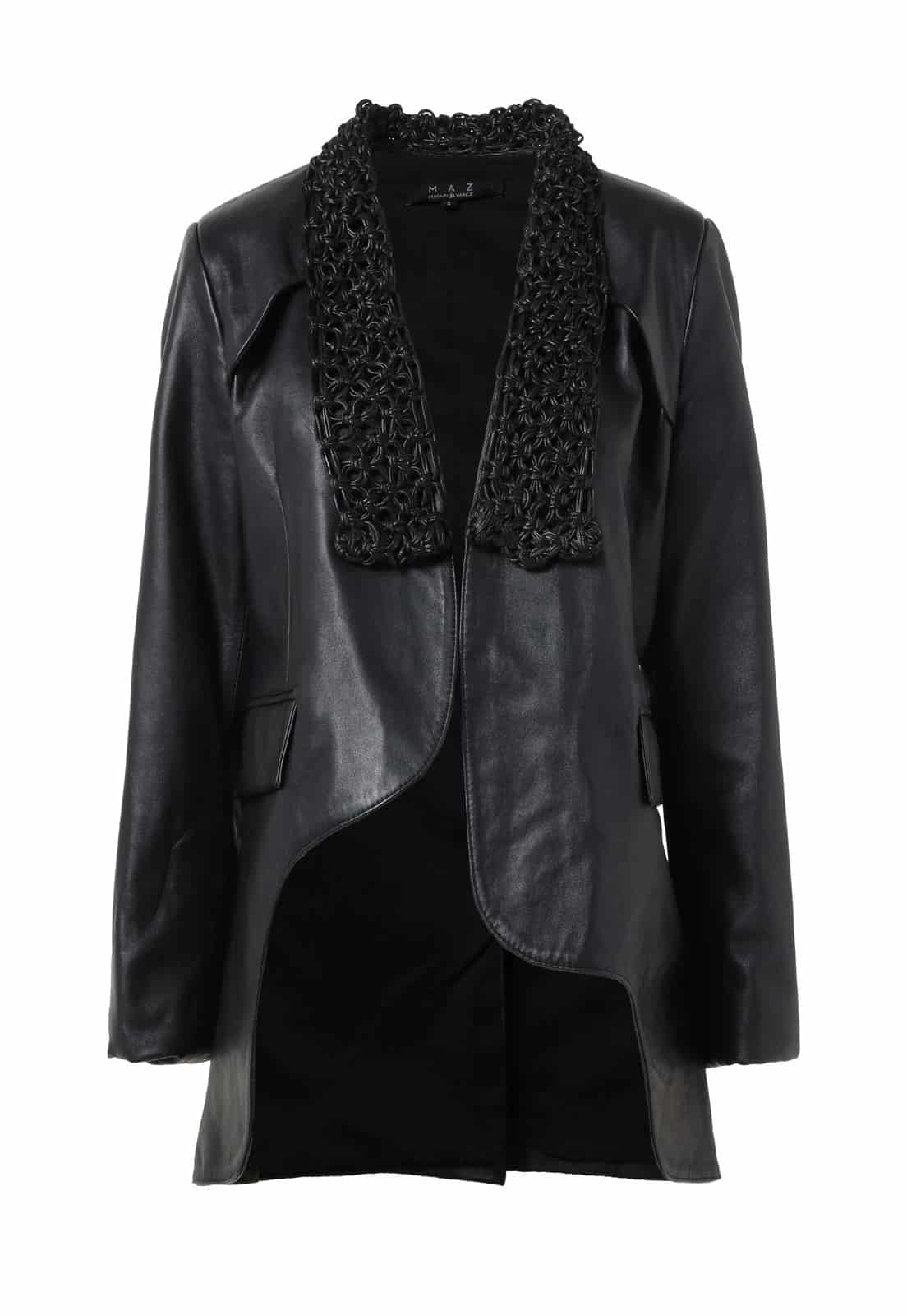 MACRAME LAPEL LEATHER BLAZER - miniatura 1