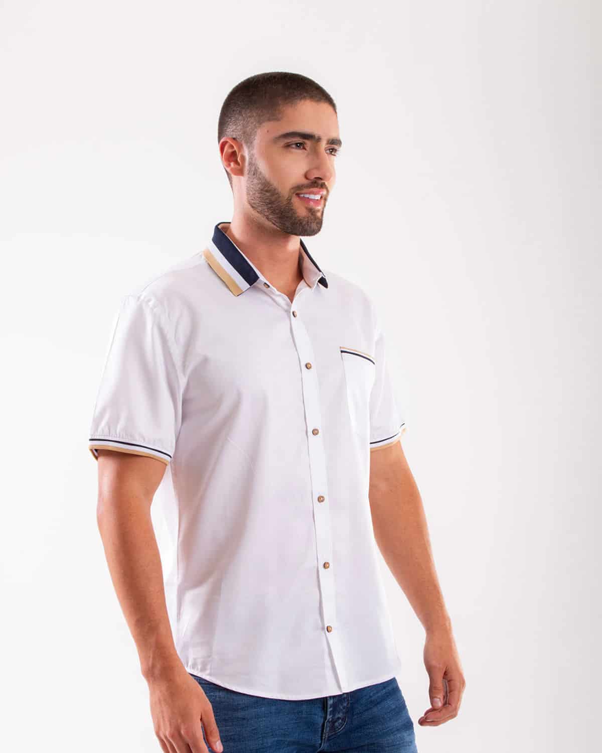 Camisa blanca manga corta para hombre - miniatura 25