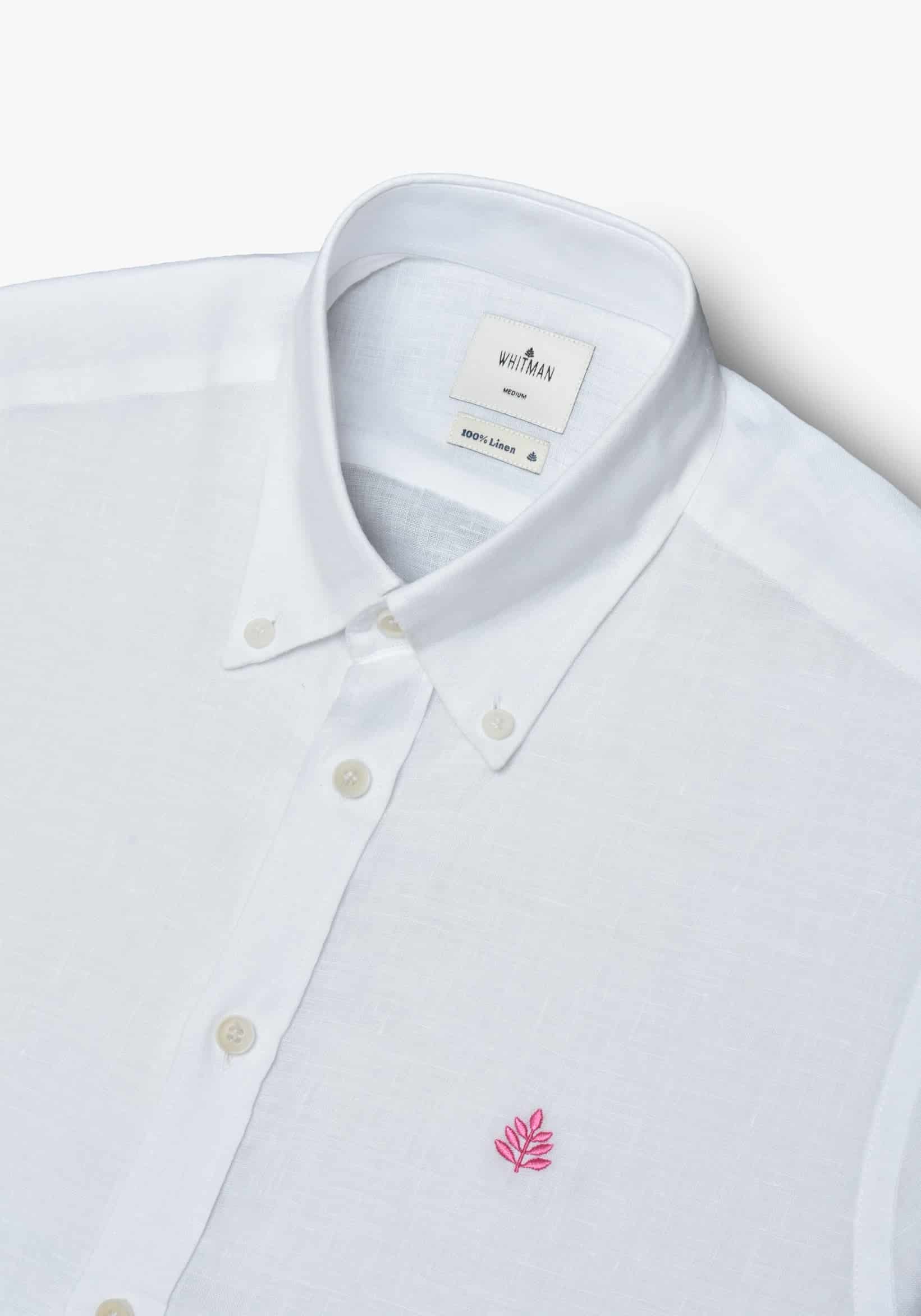 Camisa Lino Cuello Button Down Blanco - miniatura 2