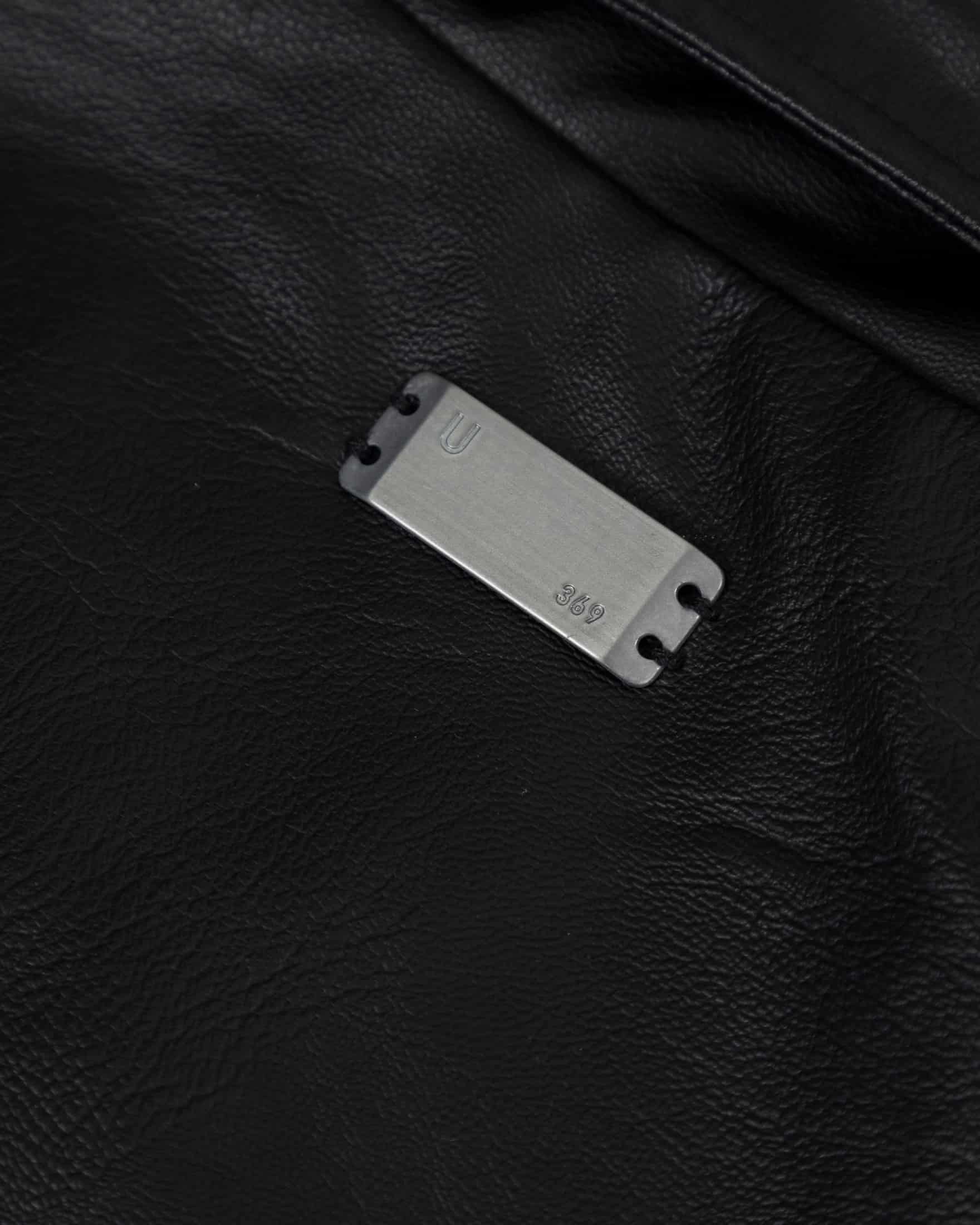 W 94' Worn Logo Pleather Aviator Jacket Black - miniatura 6
