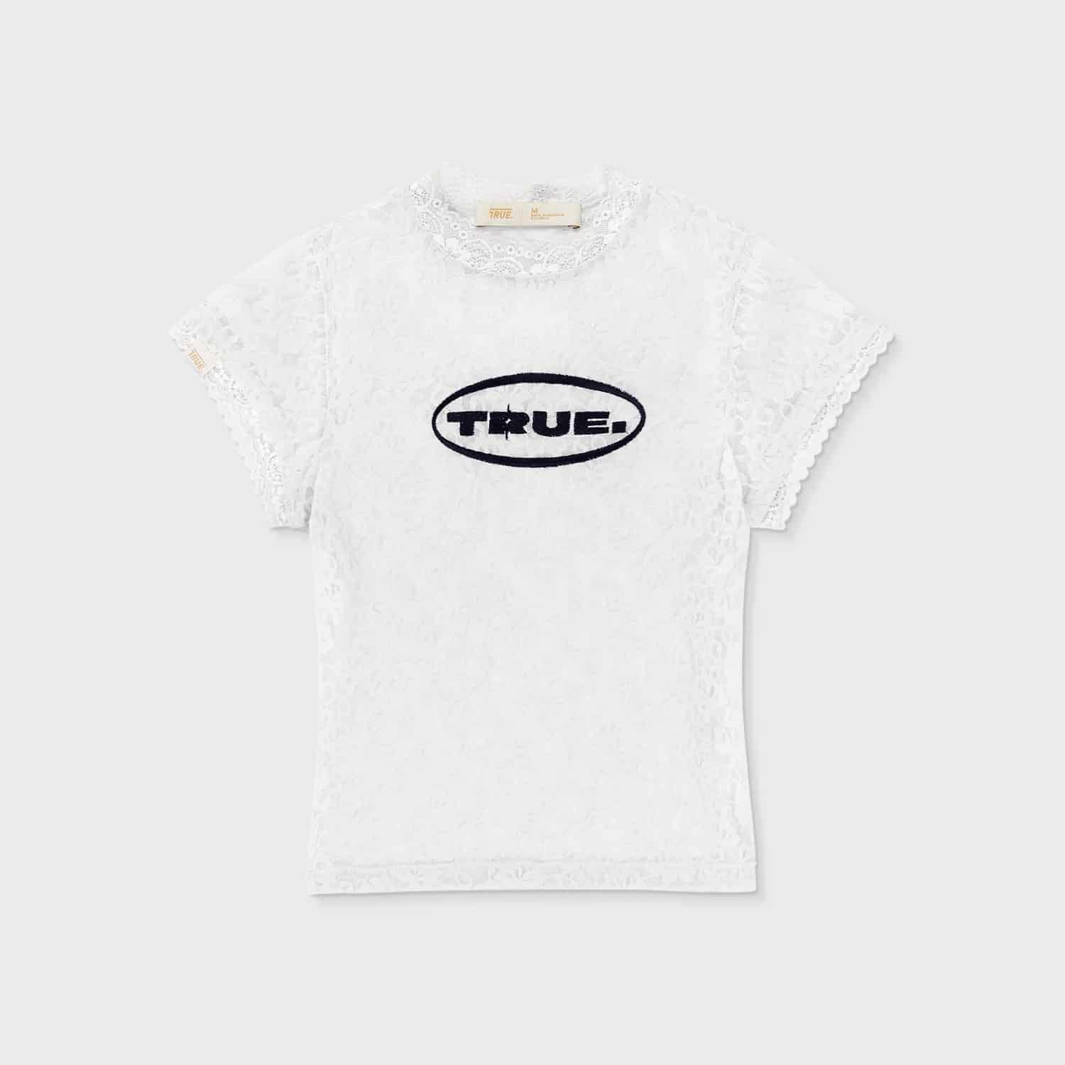 Floral Lace Baby Tee - Cream - miniatura 7