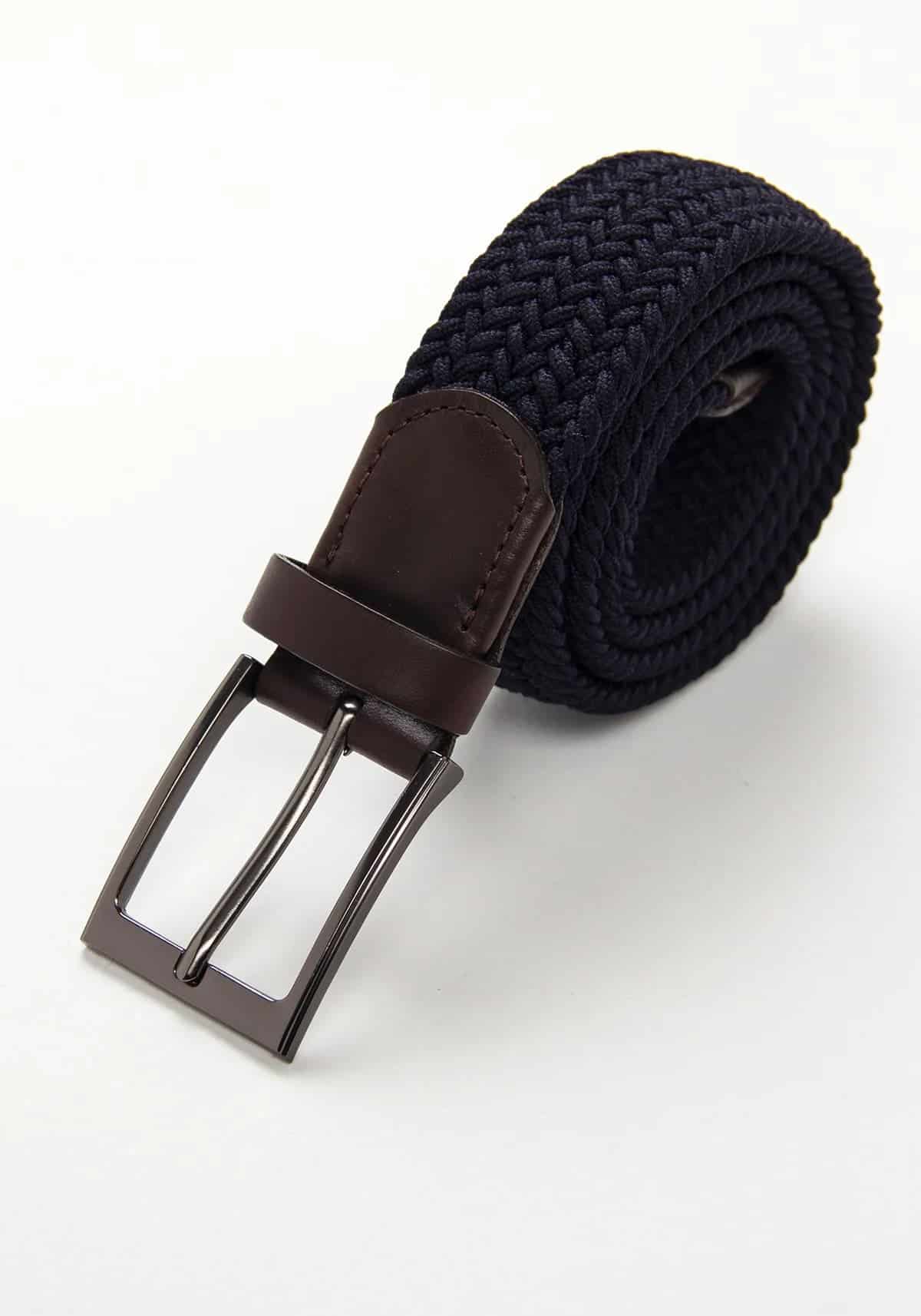 Cinturón Trenzado Elástico Azul Oscuro - Coordinado Chocolate - miniatura 1