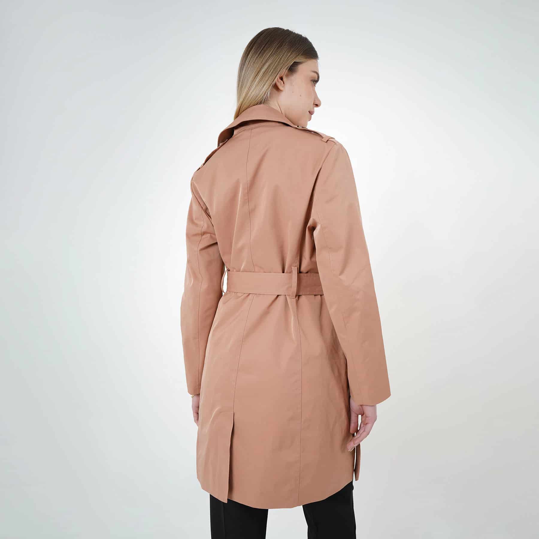 Chaqueta gabardina cruzada cuello alto con correa - miniatura 3