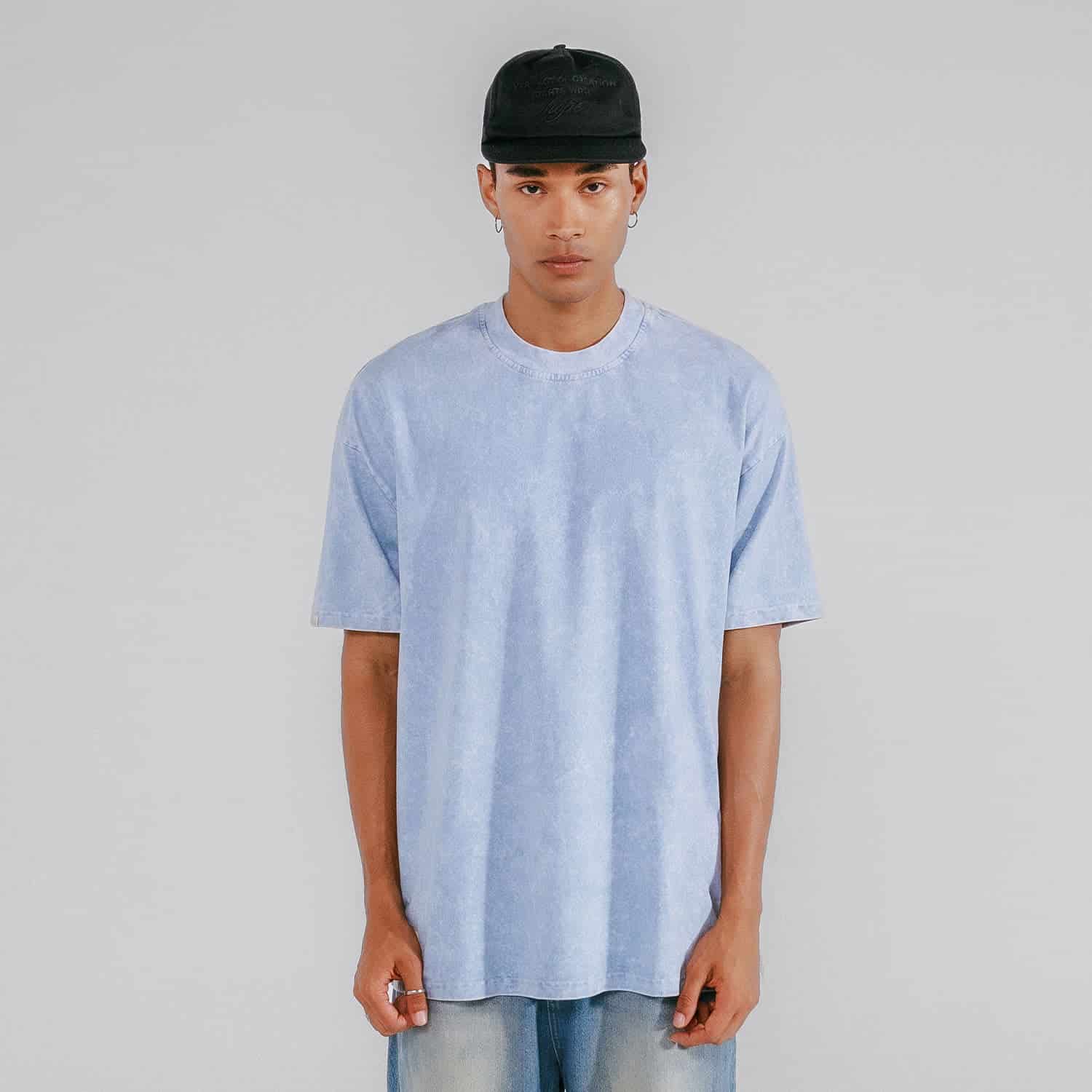 Oversized Washed T- Shirt - Blue - miniatura 2