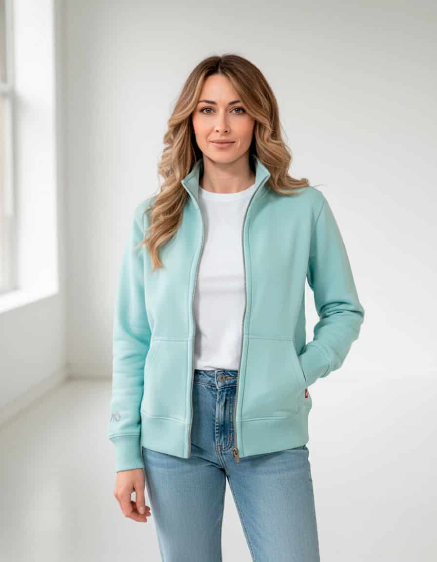 Buzo abierto sin capota mujer Azul Celeste - miniatura 5