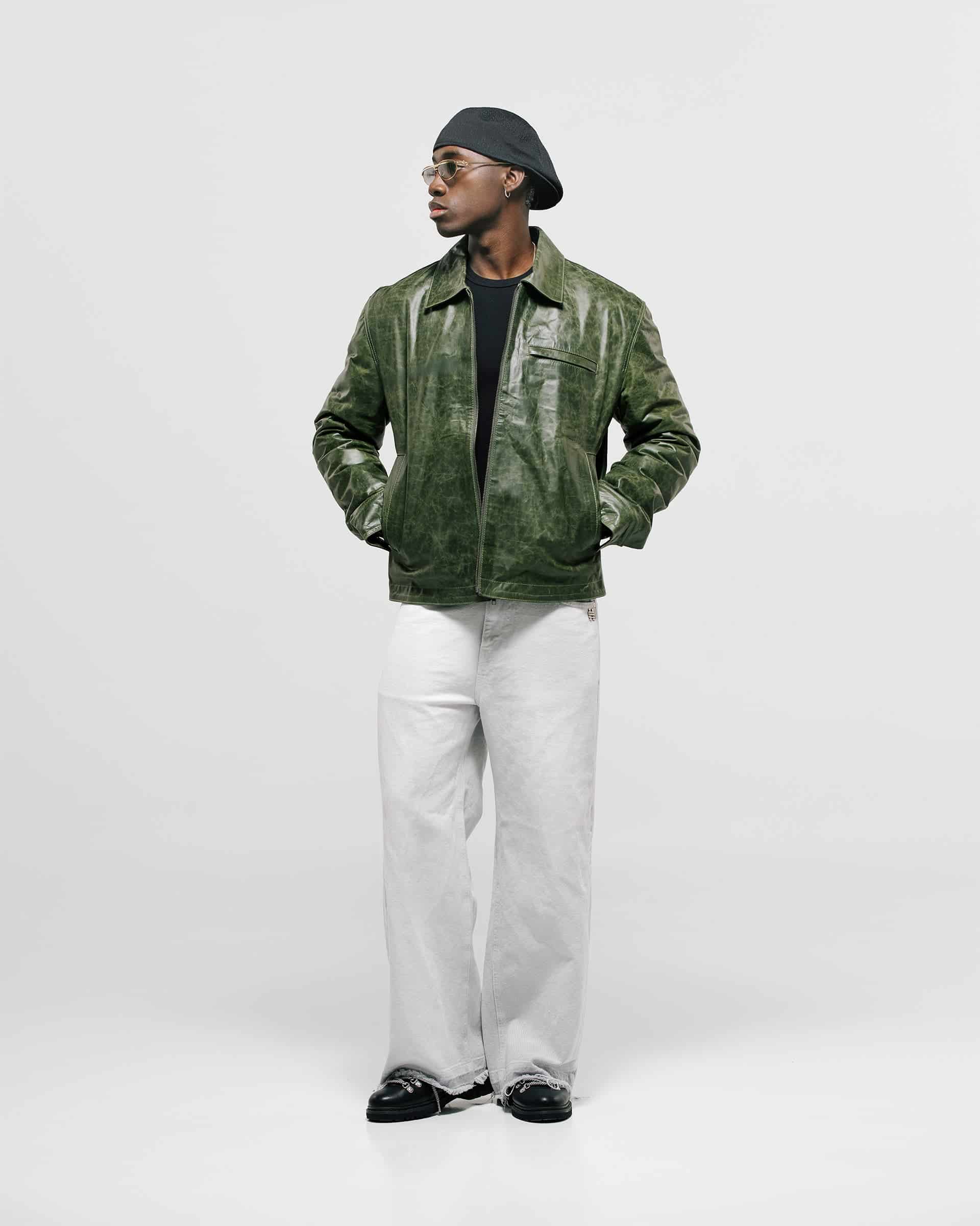 Chaqueta Monogram Leather - Verde Oliva - miniatura 4