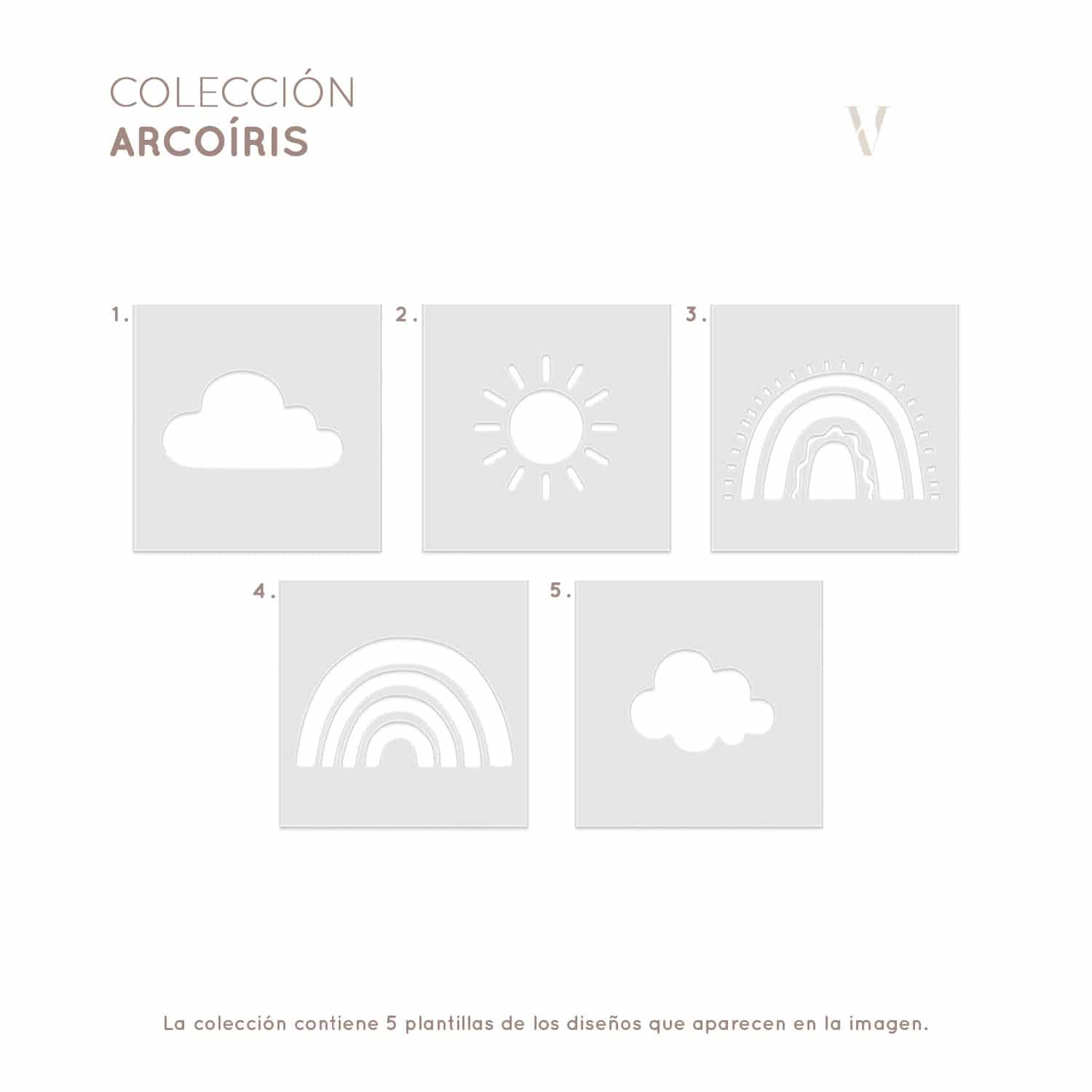 Plantillas para pintar, Vamarú Stencils, Colección Arcoíris 25x25cm, 5und - miniatura 2