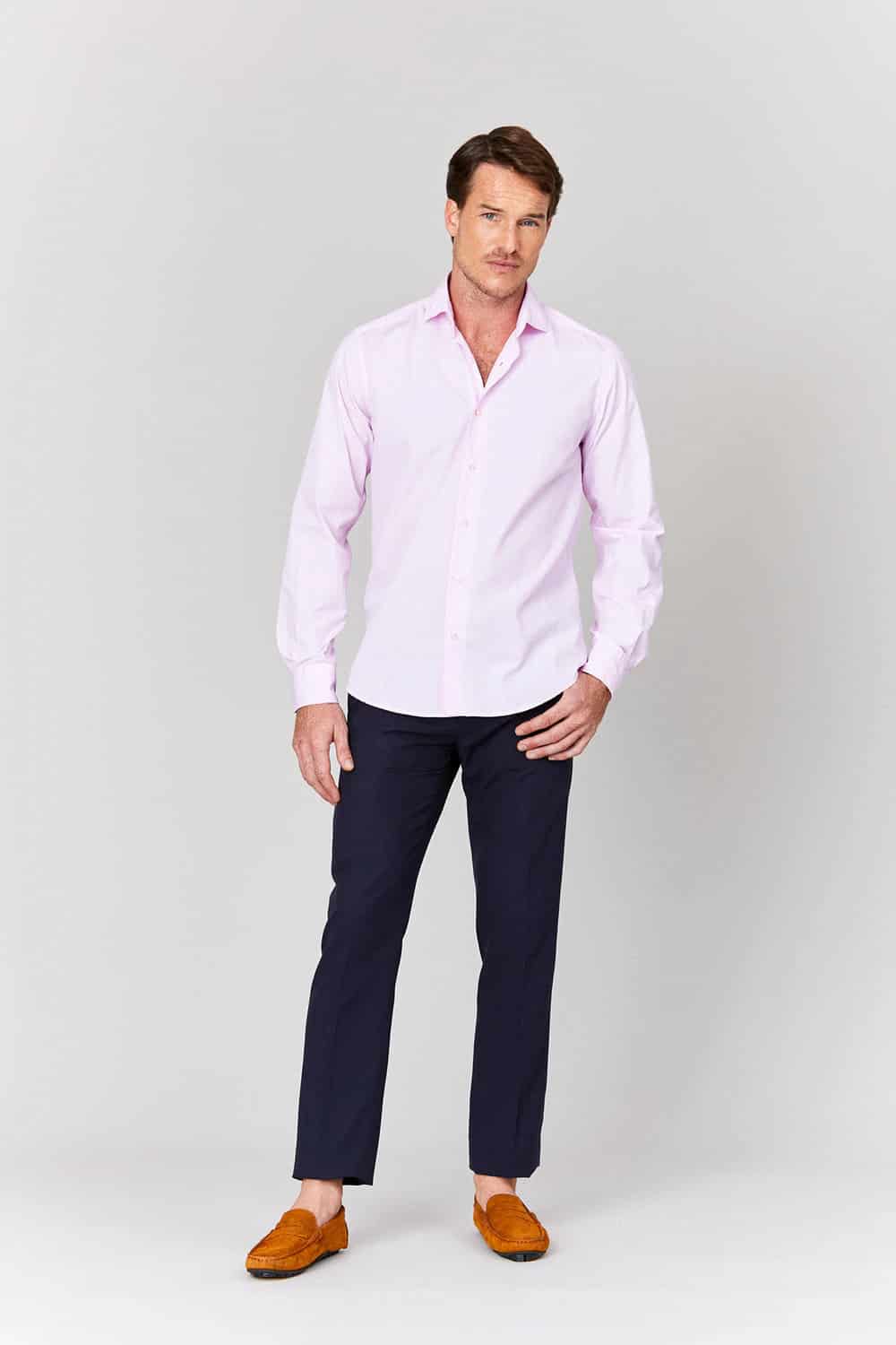 Men's cotton shirt pink muslin - miniatura 3