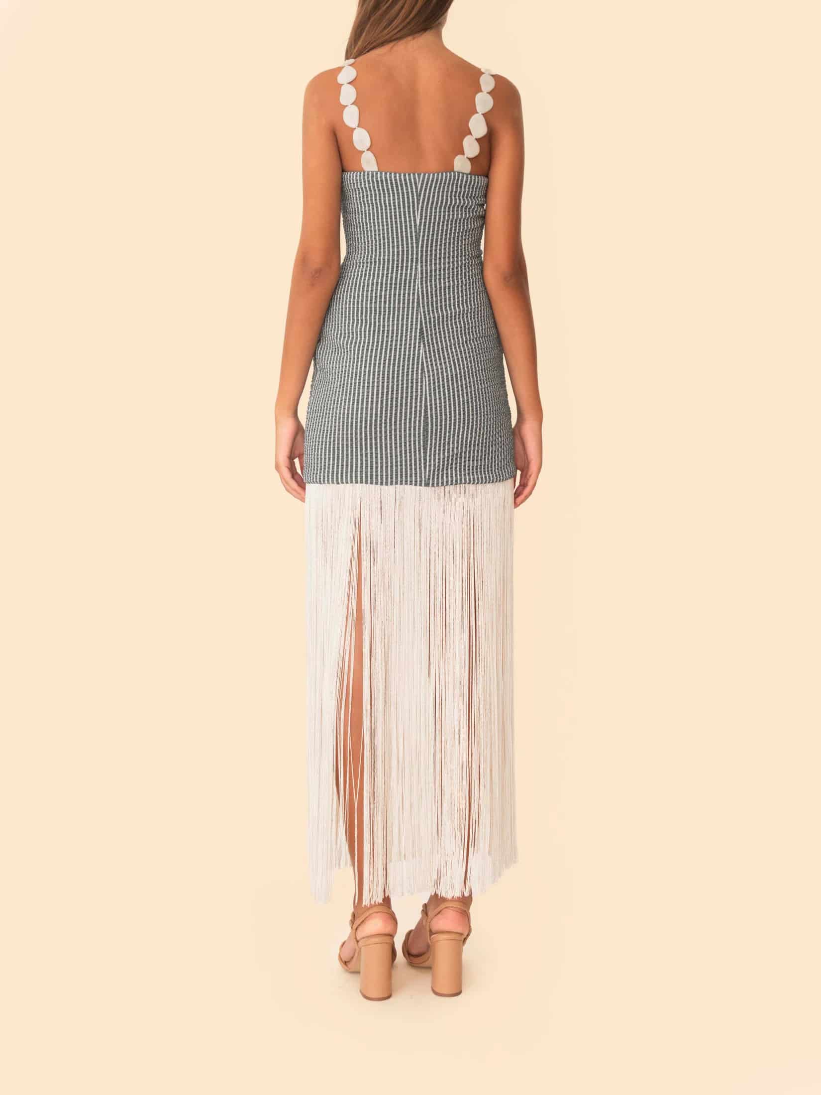 ELENA DRESS GREEN STRIPES - miniatura 7