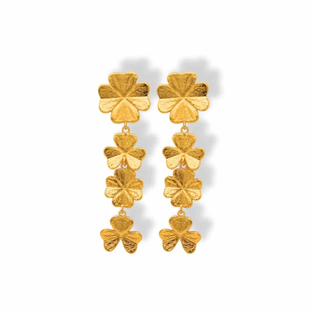 Aretes largos con tréboles - miniatura 2