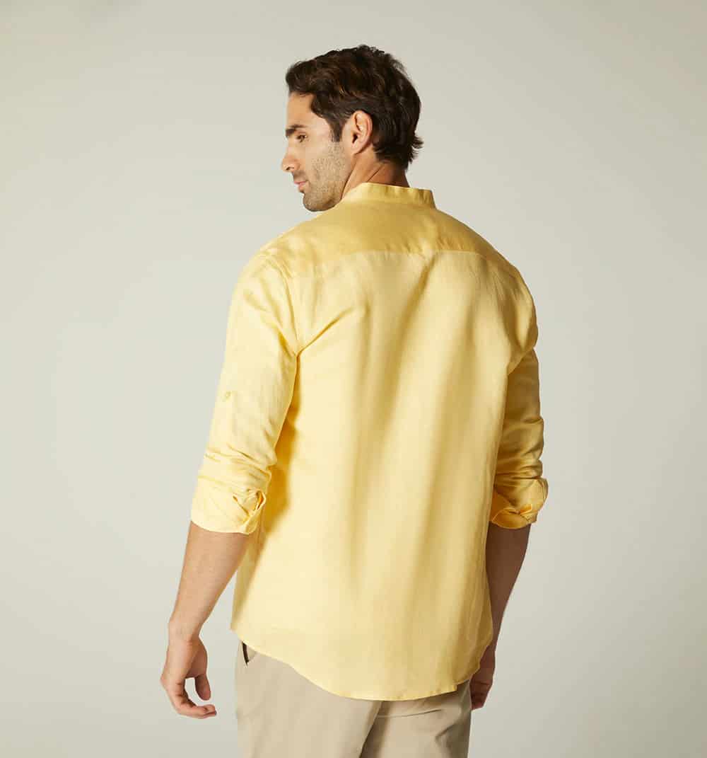 Camisa para hombre en lino cuello nerú m - miniatura 5