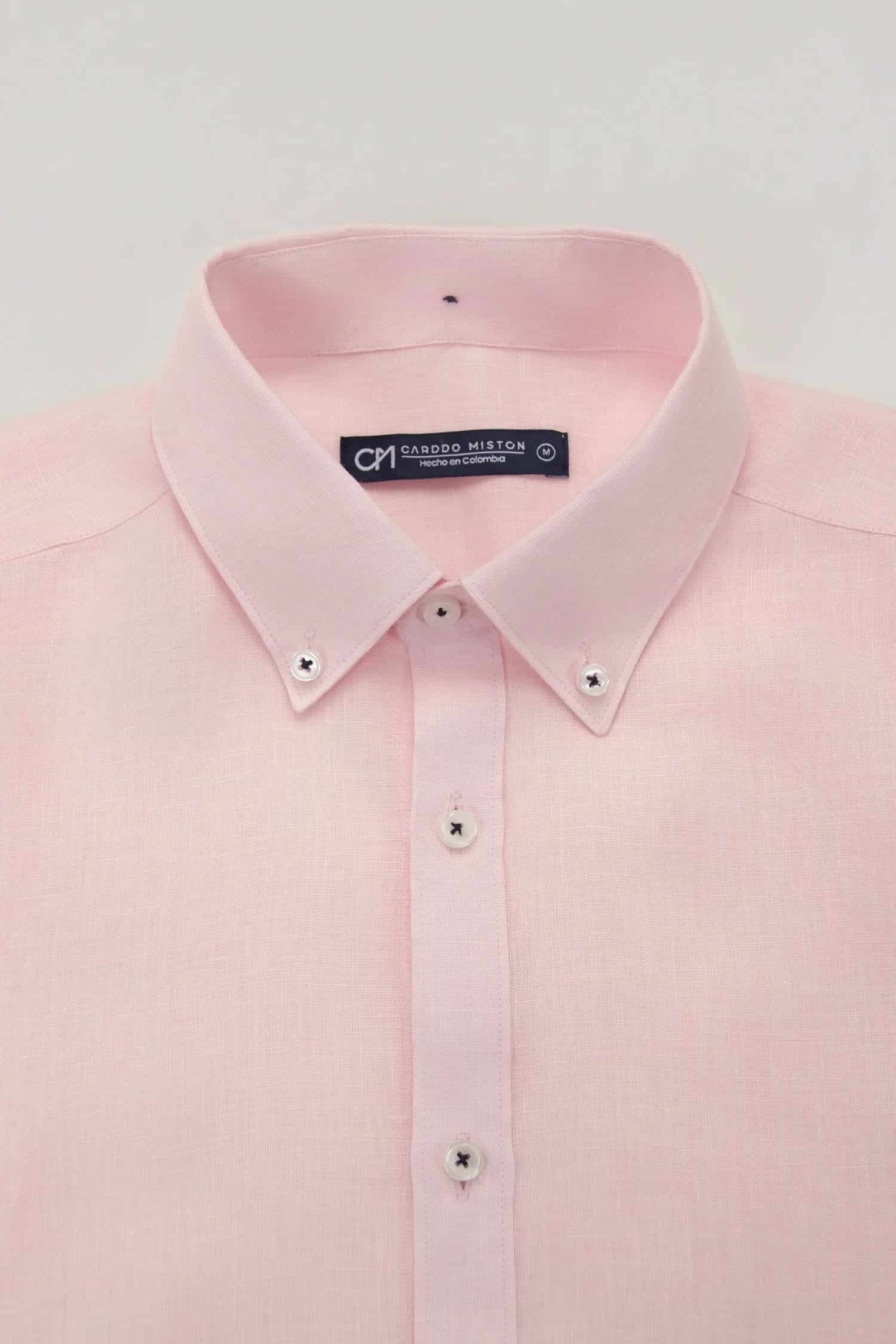 Camisa Button Down Lino Rosa Bebé - miniatura 2
