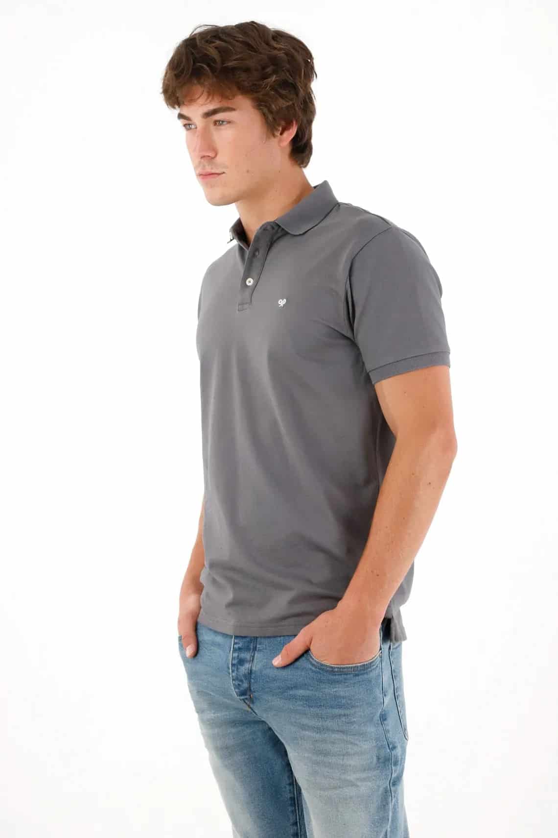 Polo con mini raqueta gris con acabado ligero para hombre - miniatura 6