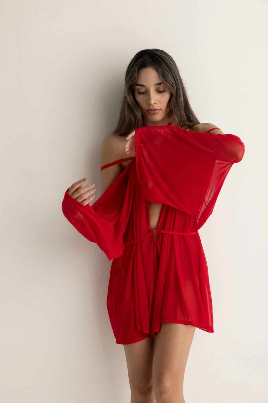 KIMONO VOILE ROJO CEREZA - miniatura 4