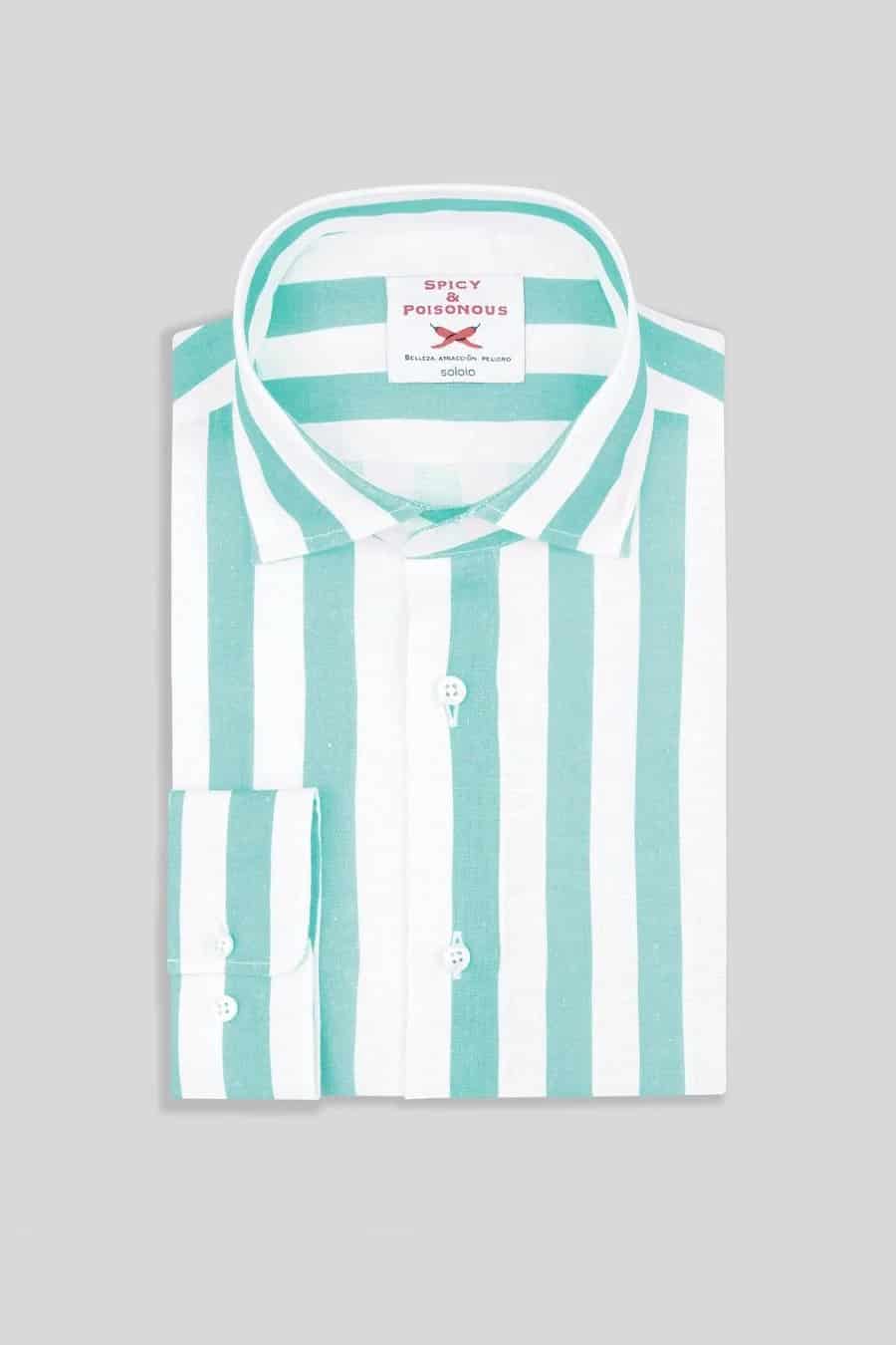 Men's linen shirt sky striped - miniatura 4