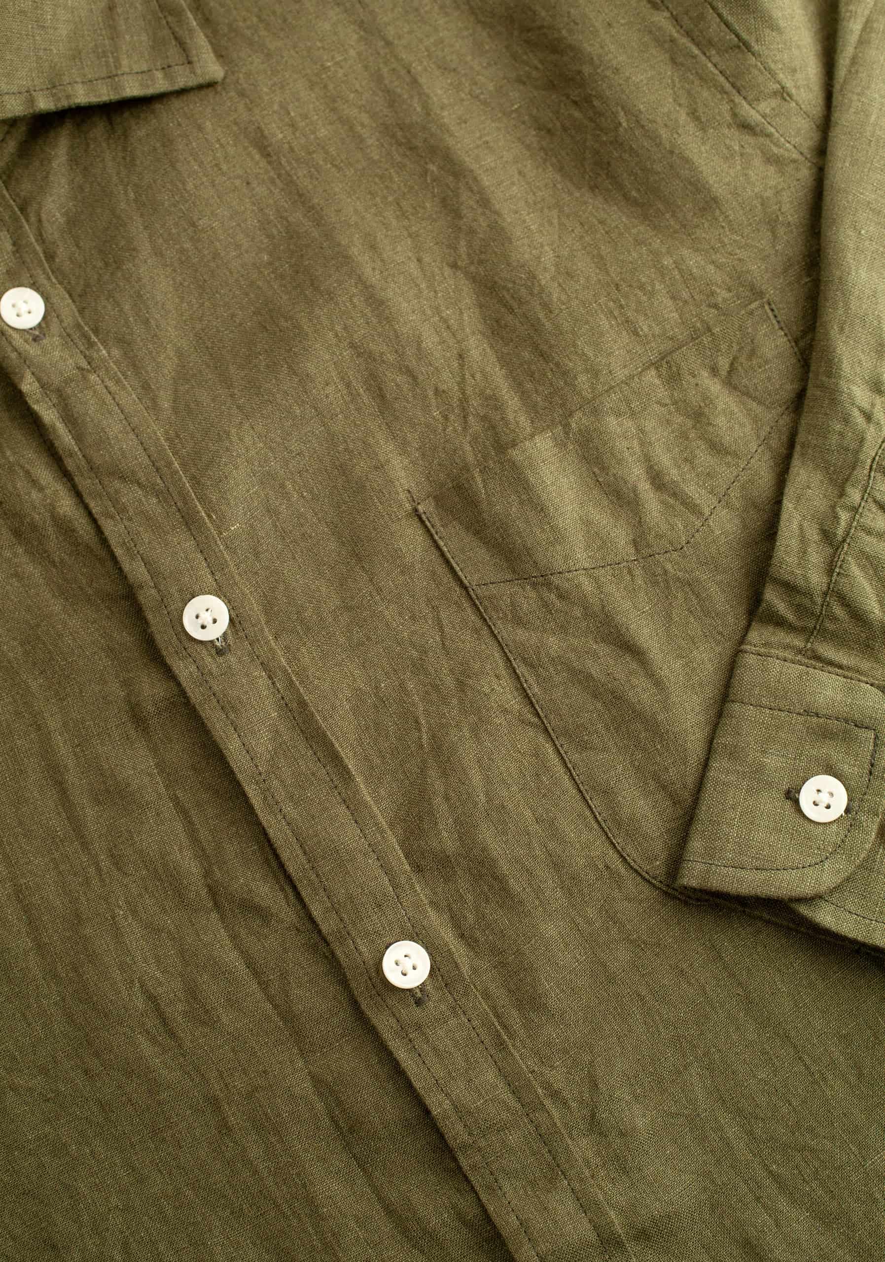 Camisa H CI Lino Verde Olive - miniatura 3