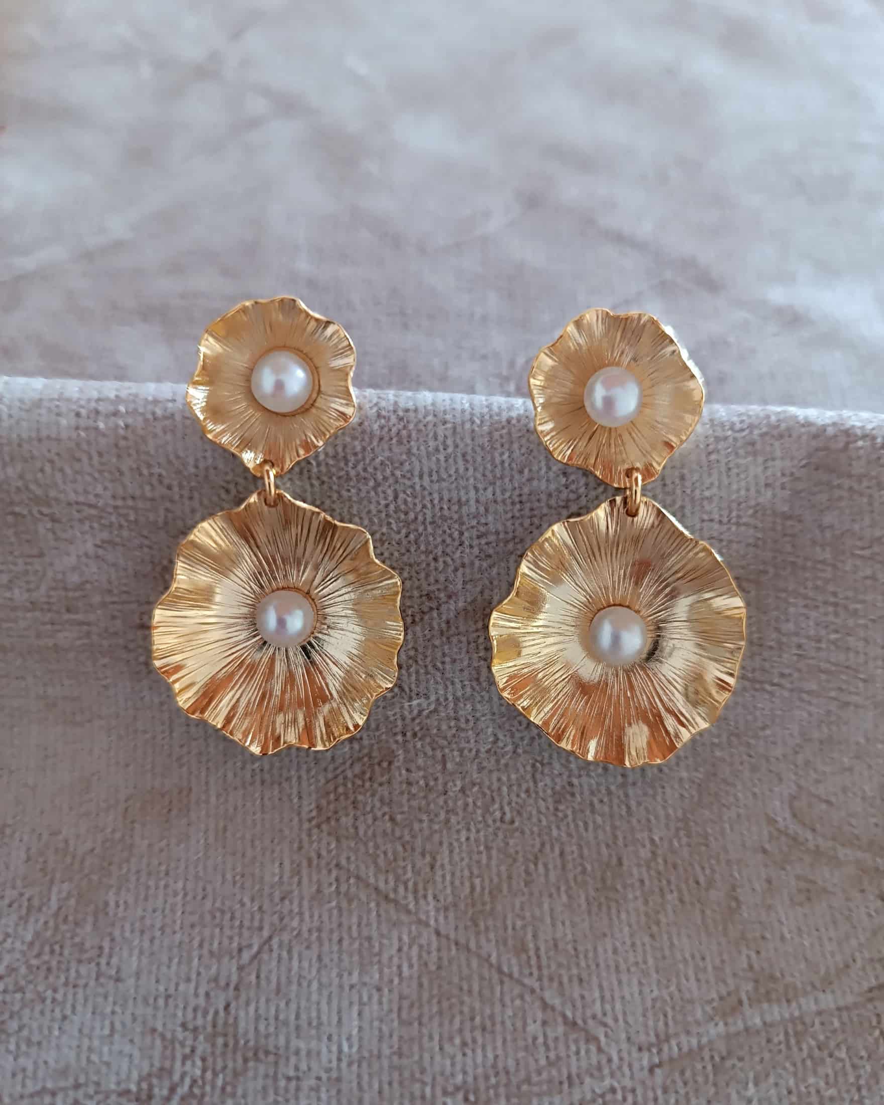 Aretes bronce y perla, Carmen - miniatura 4