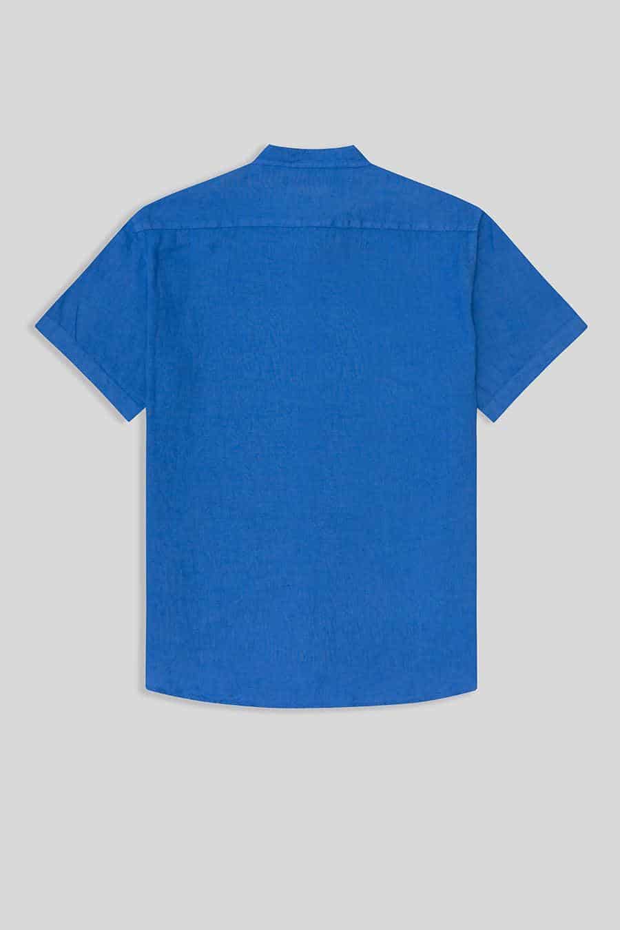 men’s linen shirt mao blue intense basic - miniatura 2