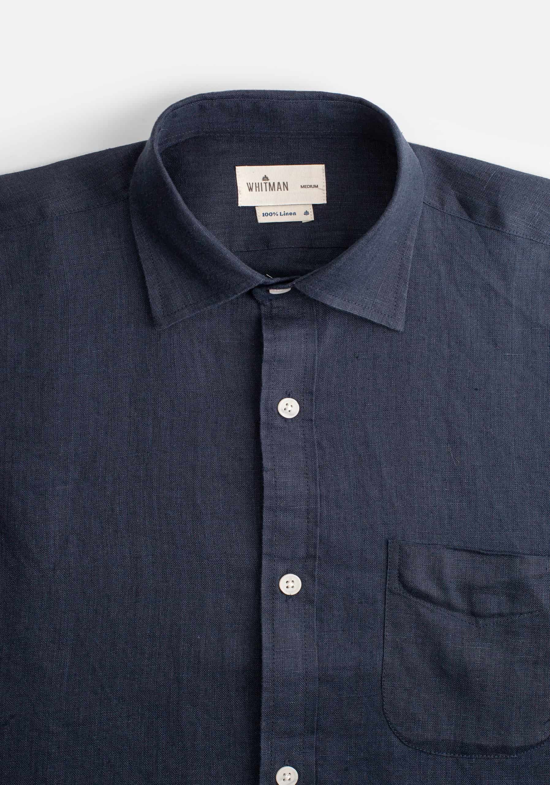 Camisa H CI Lino Azul Osc - miniatura 2