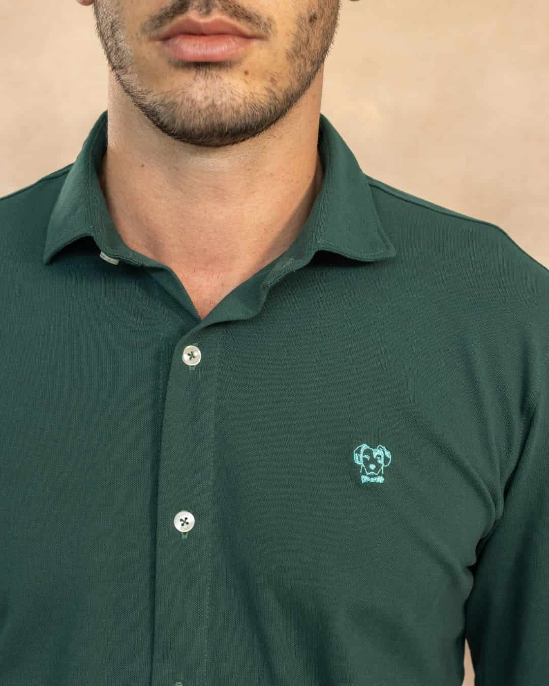 Camisa Antimanchas piqu  Verde Esmeralda - miniatura 2