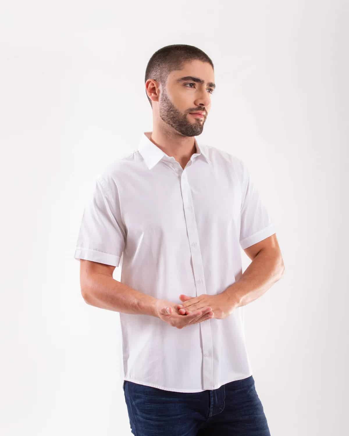 Camisa blanca manga corta para hombre - miniatura 49