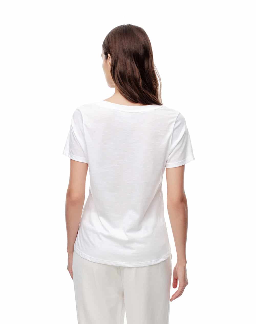 Camiseta regular algodón blanca mujer - miniatura 2