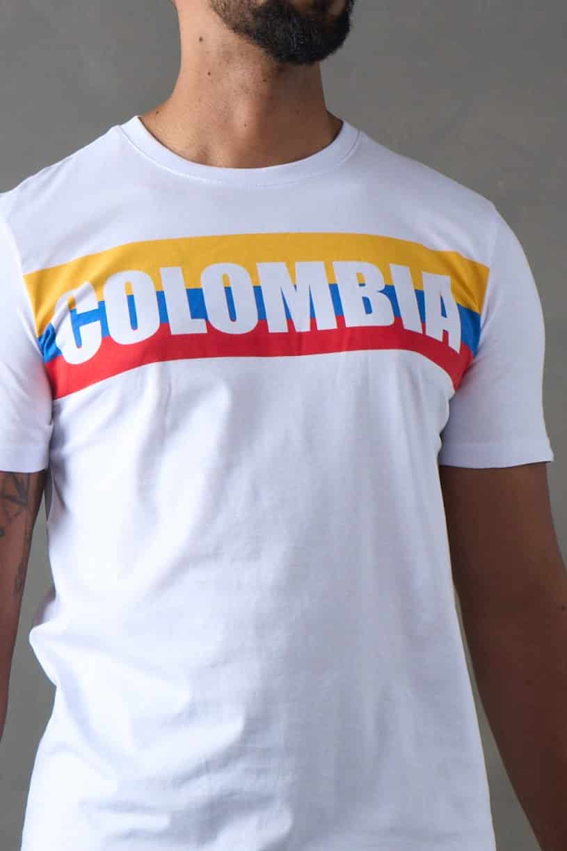 Camiseta blanca cuello redondo edición Colombia - miniatura 3