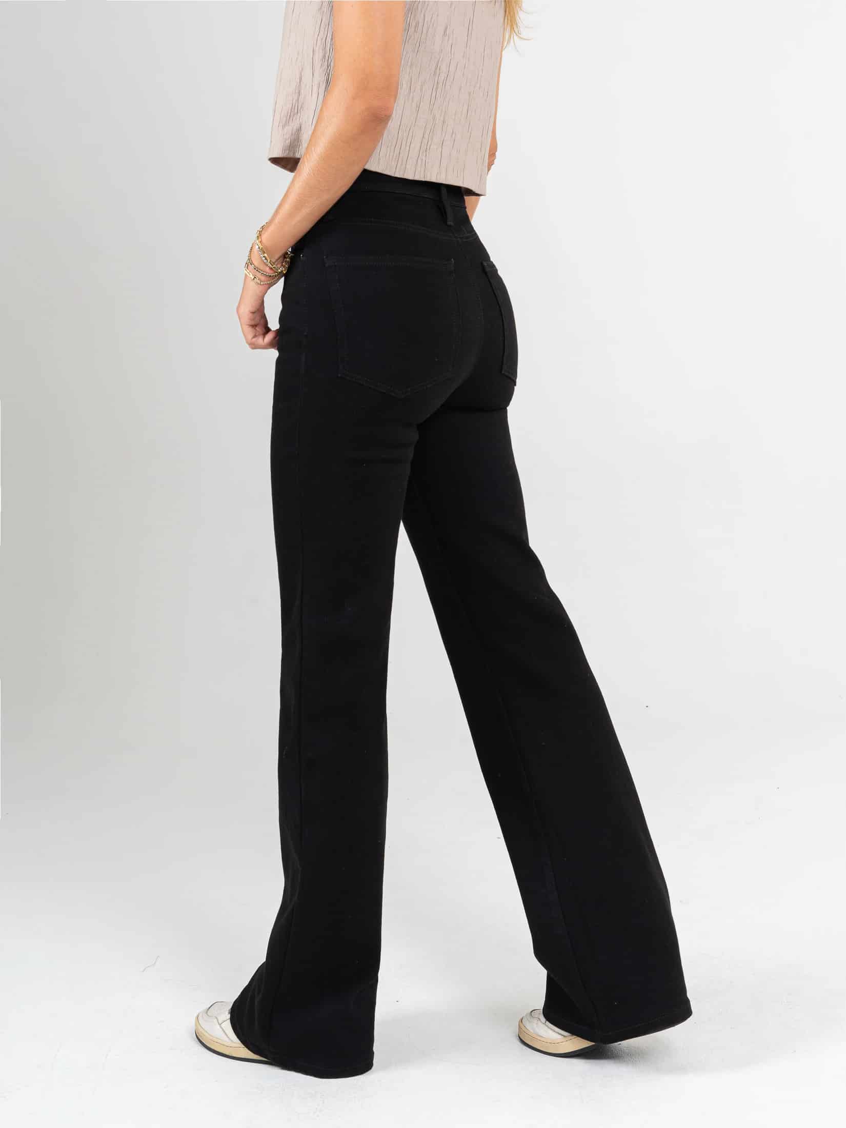 Ref: 064473 Pantalón flare stretch, bota ancha, tiro alto, tono negro. - miniatura 2