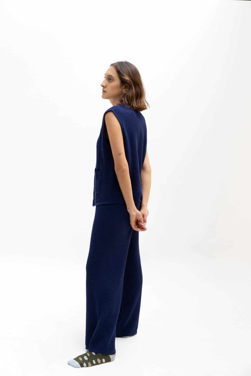 Pantalón Tejido Waffle Azul - miniatura 6