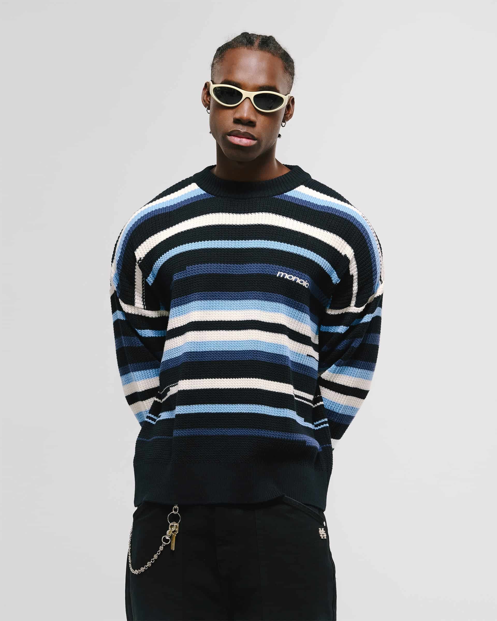 Striped Knitwear Sweater – Azul, Crema y Negro - miniatura 2